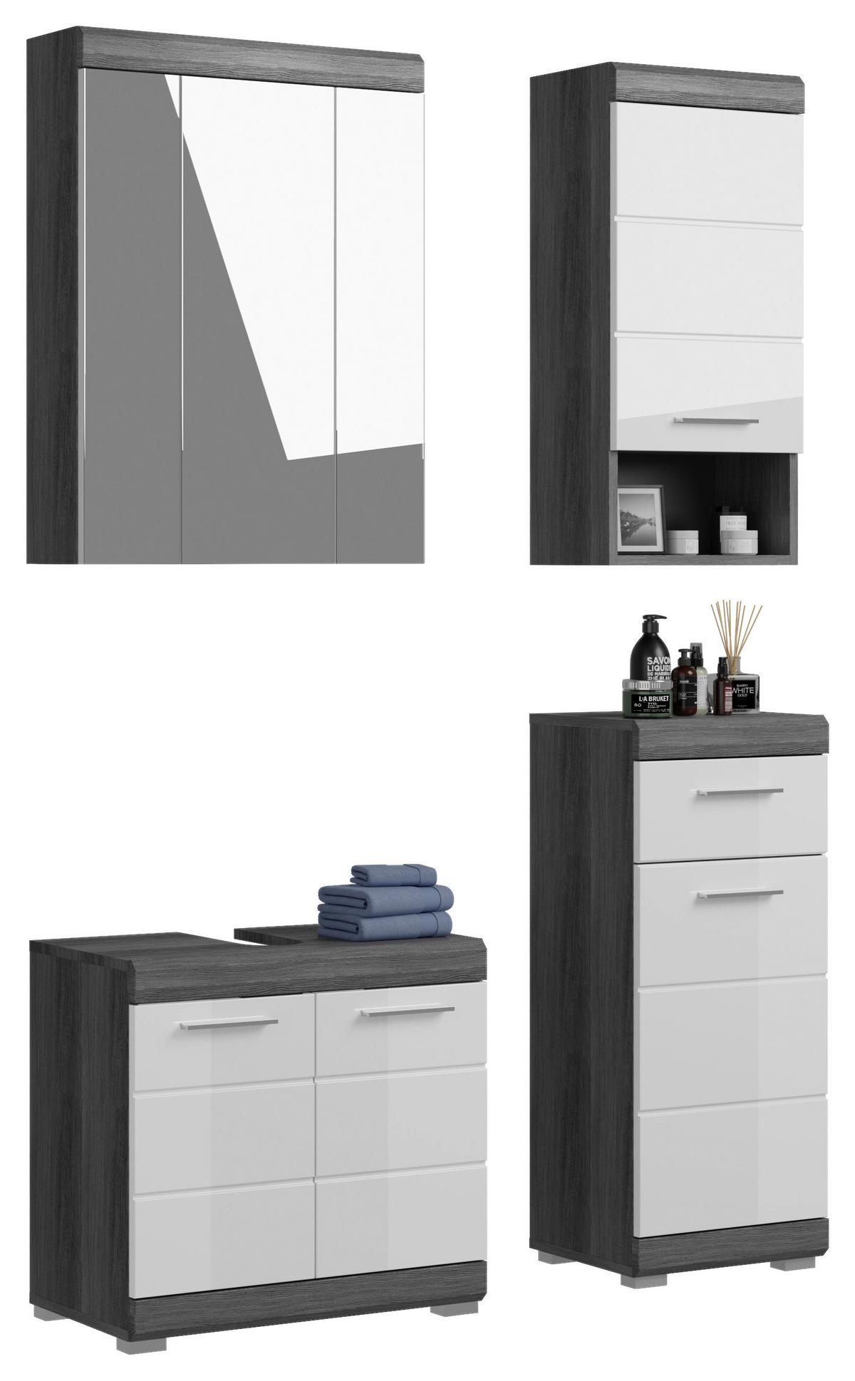 Badezimmer Scout 4-tlg. ca. 97 cm Anthrazit/Weiß - Weiß Hochglanz, MODERN, Holzwerkstoff/Kunststoff (97cm) - MID.YOU
