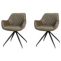 ARMLEHNSTUHL-SET GABI - Dunkelgrün/Schwarz, KONVENTIONELL, Textil/Metall (62/82/61cm) - MID.YOU