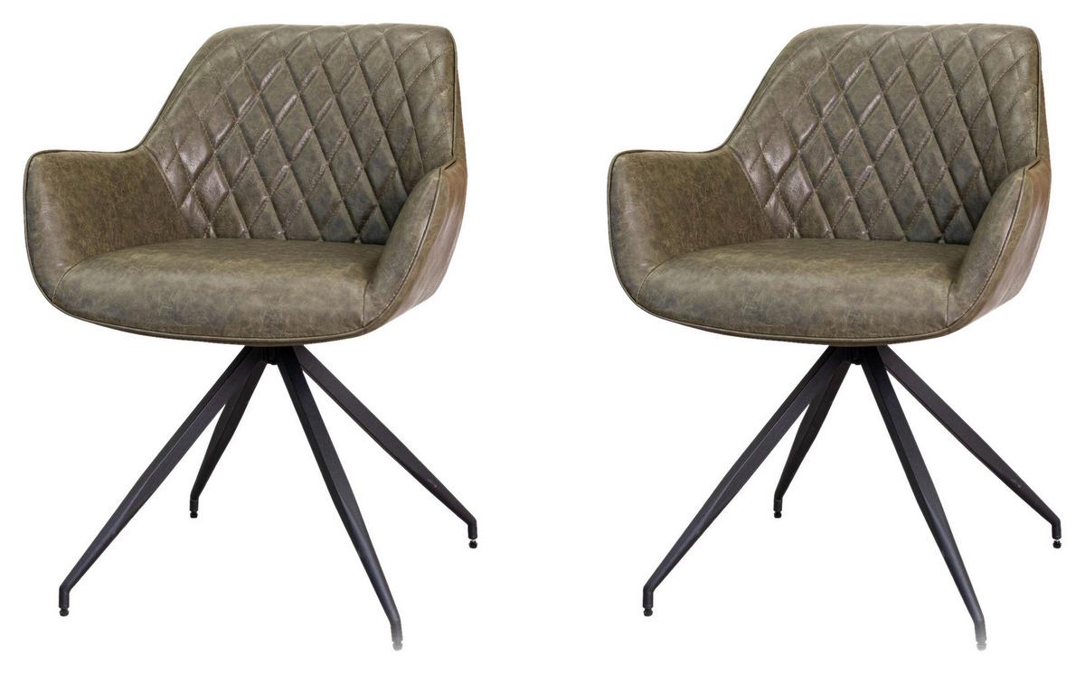 ARMLEHNSTUHL-SET GABI - Dunkelgrün/Schwarz, KONVENTIONELL, Textil/Metall (62/82/61cm) - MID.YOU