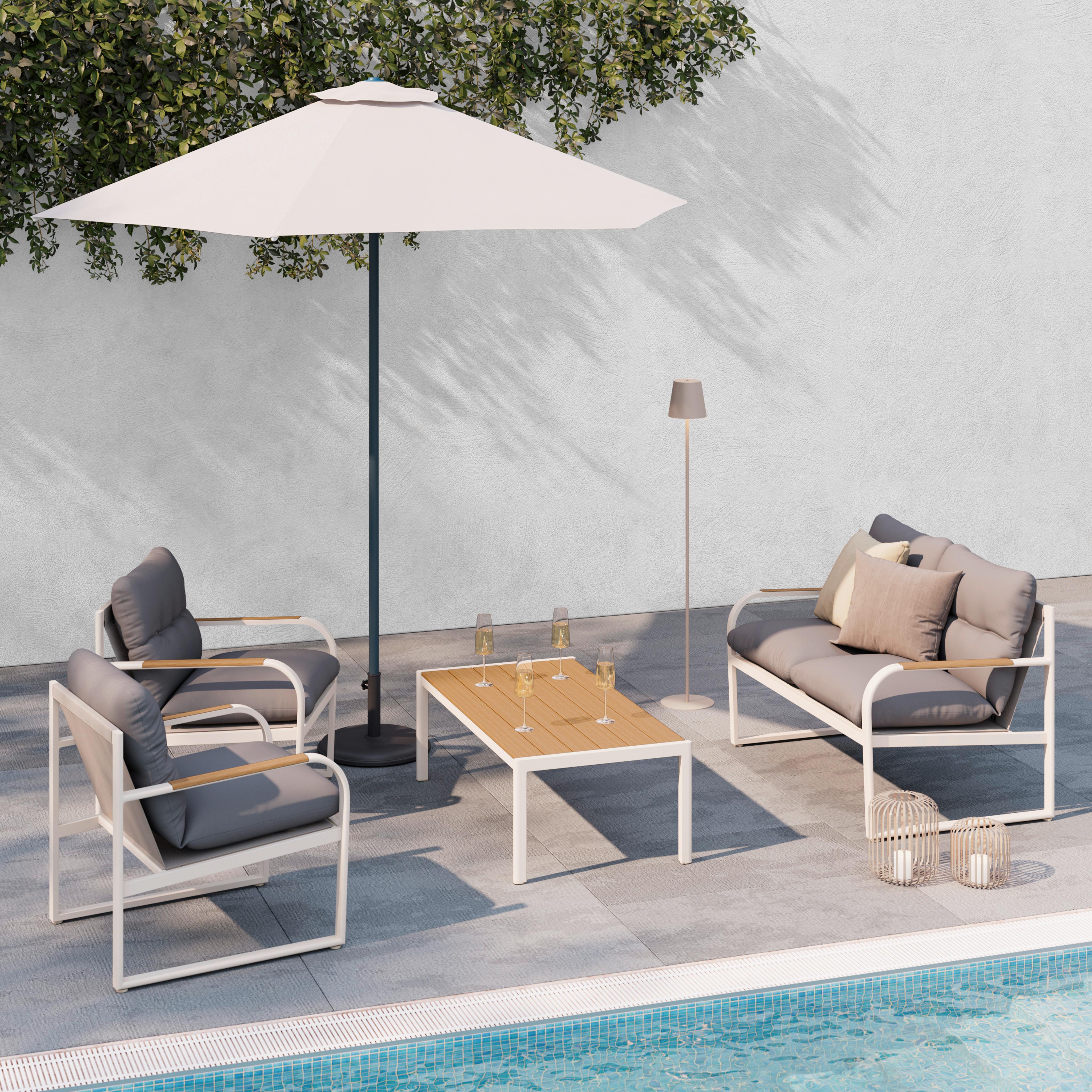 Kerti Garnitúra Florenz 1 - világosszürke/tíkfa színű, Modern, műanyag/textil - Mömax