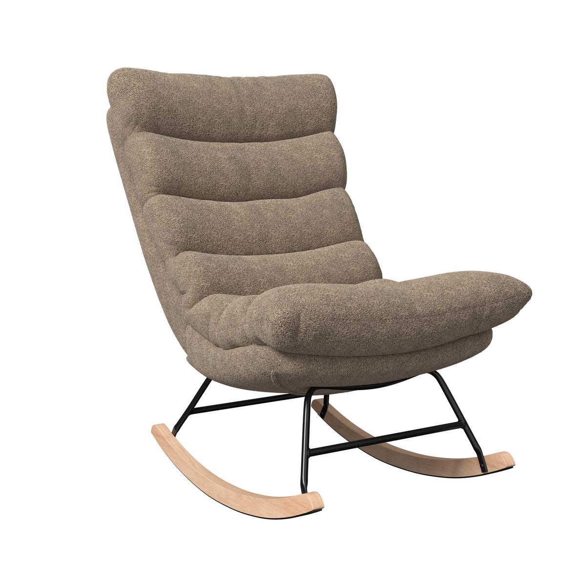 Schaukelsessel Devin Braun Webstoff - Hellbraun/Naturfarben, MODERN, Holz/Textil (70/100/106cm)