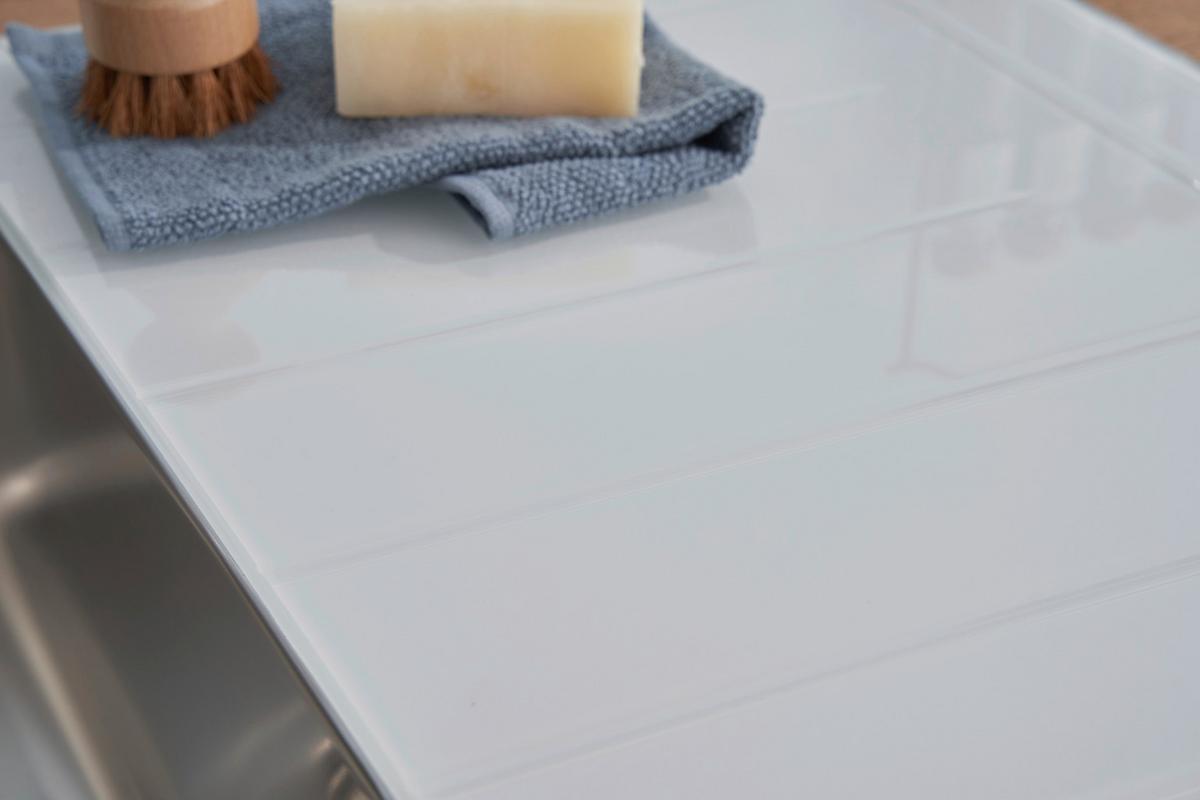 Glas Einzelbecken Newyork ca. 100x21x50 cm Weiß - Weiß, Trend, Glas/Metall (100/21/50cm) - Respekta
