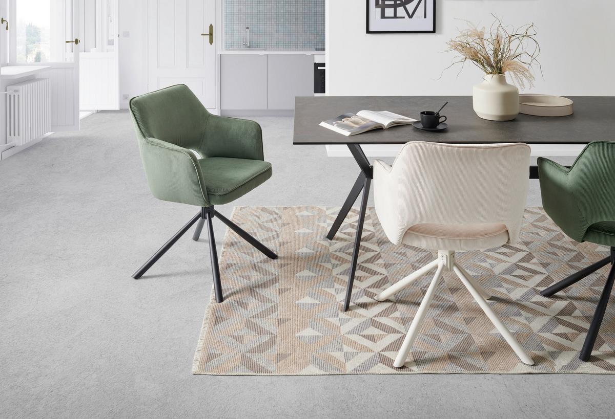 KRZESŁO Z PODŁOKIETNIKAMI ADELE - kremowy, Modern, metal/tkanina (61/85/61cm) - Livetastic