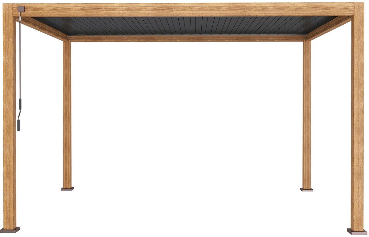 Pergola Mirador Deluxe ca. 400x300 cm Alu Holzoptik - Anthrazit, MODERN, Metall (400/250/300cm) - Gardenson