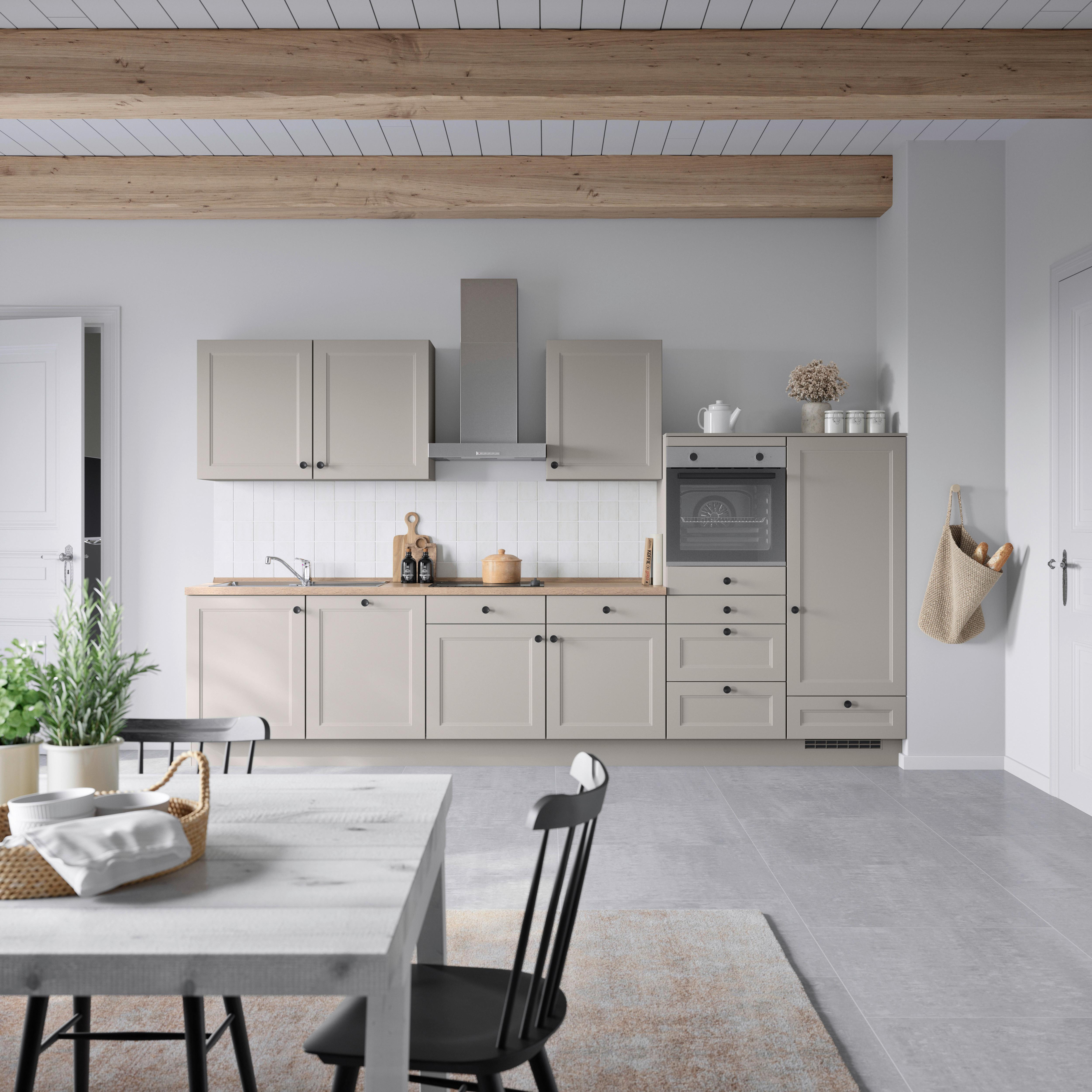 Küchenblock Cascada Low m. Geräten Grau - Eiche dunkel/Schwarz, MODERN, Holzwerkstoff/Metall (360cm) - Nobilia