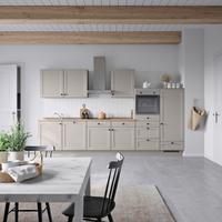 Küchenblock Cascada Low m. Geräten Grau - Eiche dunkel/Schwarz, MODERN, Holzwerkstoff/Metall (360cm) - Nobilia