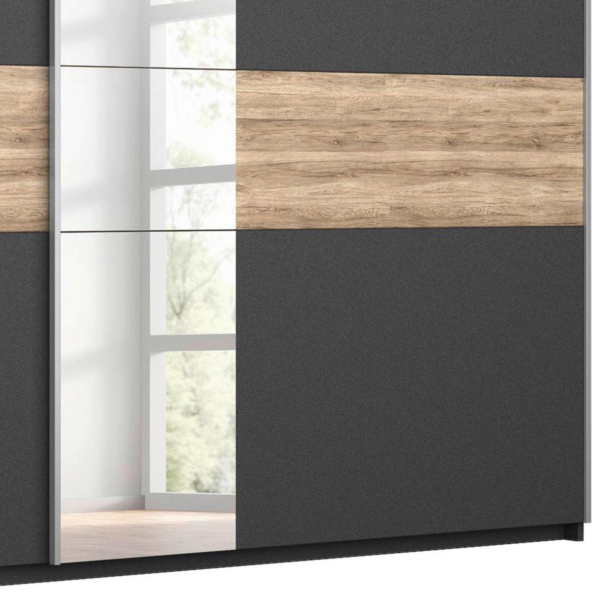 DULAP USI CULISANTE BORNEO - culoare lemn stejar/gri, Basics, material pe bază de lemn (261/210/59cm) - Modern Living