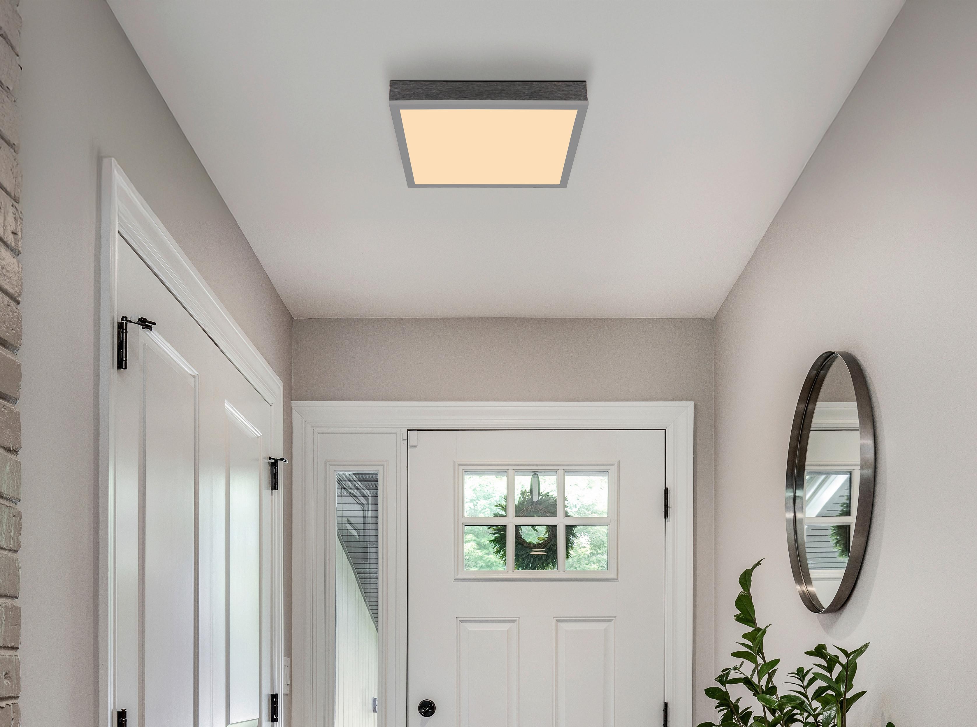 LED-DECKENLEUCHTE 416080AD1 DORO - Weiss/Dunkelgrau, Konventionell, Kunststoff/Metall (30/30/6cm) - Globo