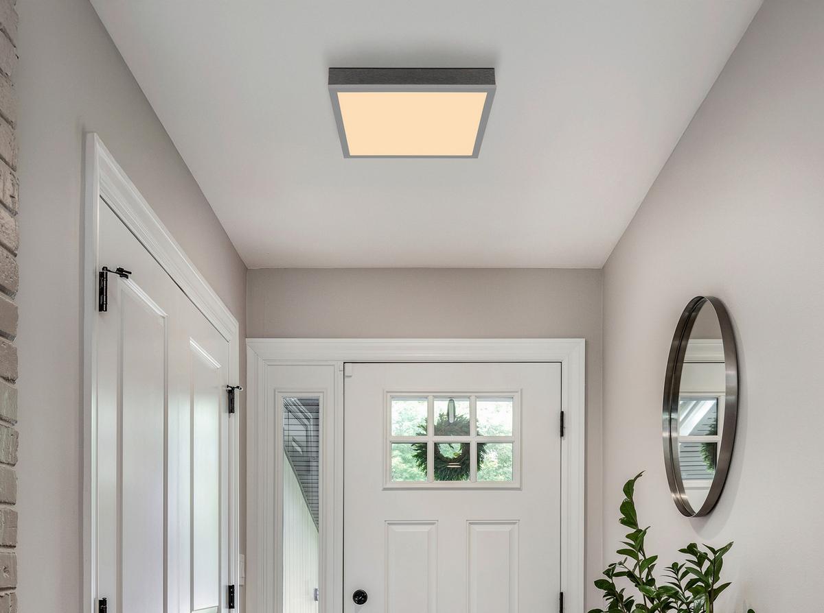 LED-DECKENLEUCHTE 416080AD1 DORO - Weiss/Dunkelgrau, Konventionell, Kunststoff/Metall (30/30/6cm) - Globo