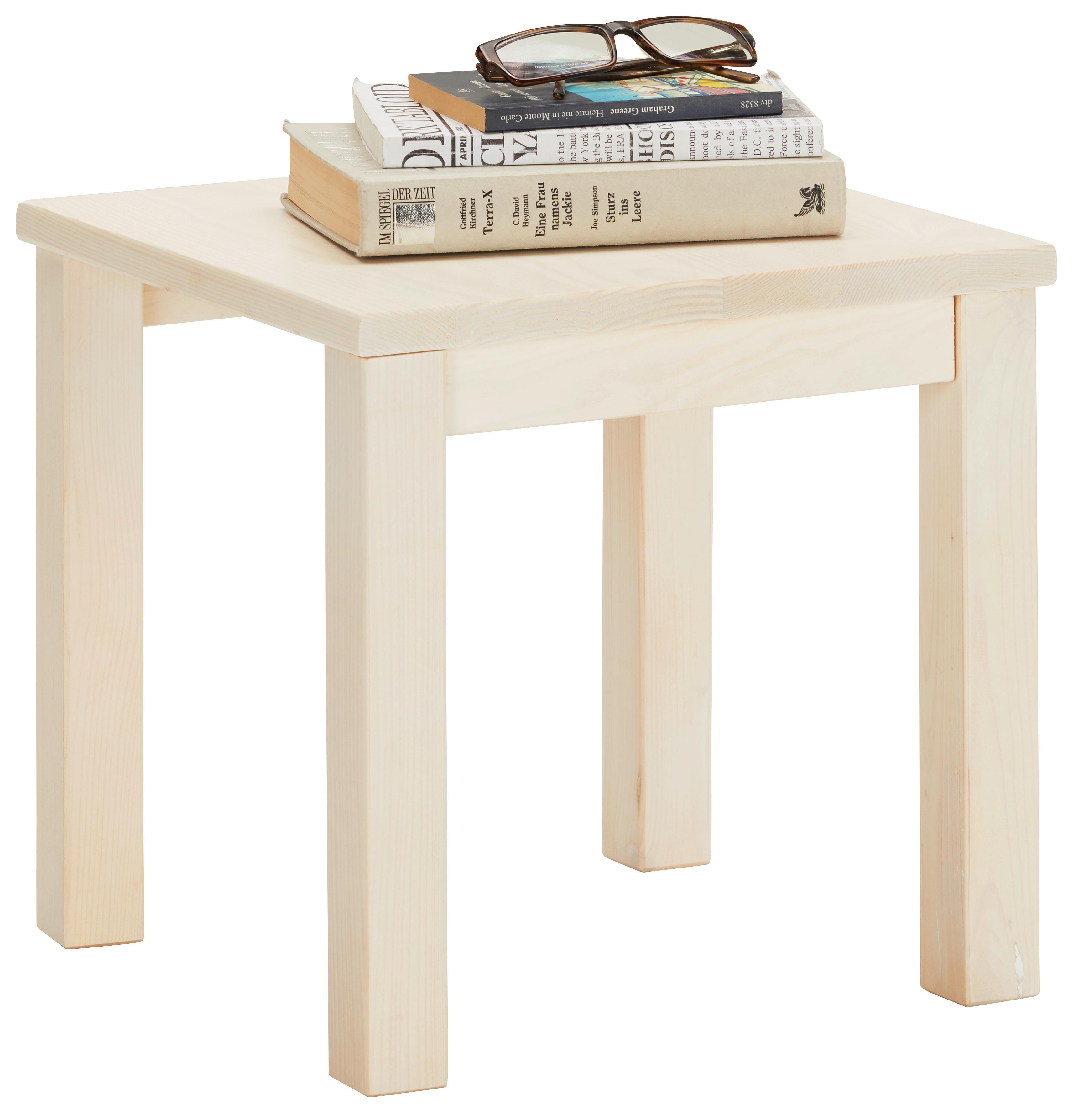 Nachttisch In Weiss Aus Massiv Holz - Kieferfarben, Konventionell, Holz (35/35/35cm) - Based