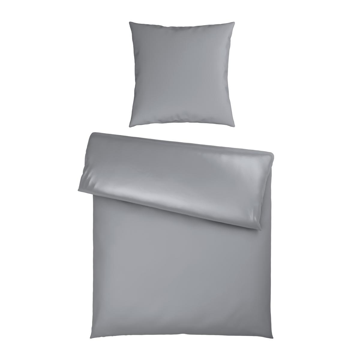 Bettwäsche Xenia Uni Silberfarben ca. 135x200cm - Silberfarben, MODERN, Textil (135/200cm) - Premium Living