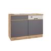 Spülenschrank Turin mit Spüle ca. 120x86 cm Grau/Eiche - Eiche Wotan/Grau, Design, Holzwerkstoff (120/86/60cm) - Held