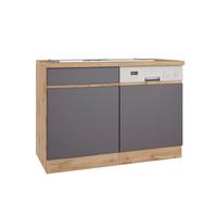 Spülenschrank Turin mit Spüle ca. 120x86 cm Grau/Eiche - Eiche Wotan/Grau, Design, Holzwerkstoff (120/86/60cm) - Held