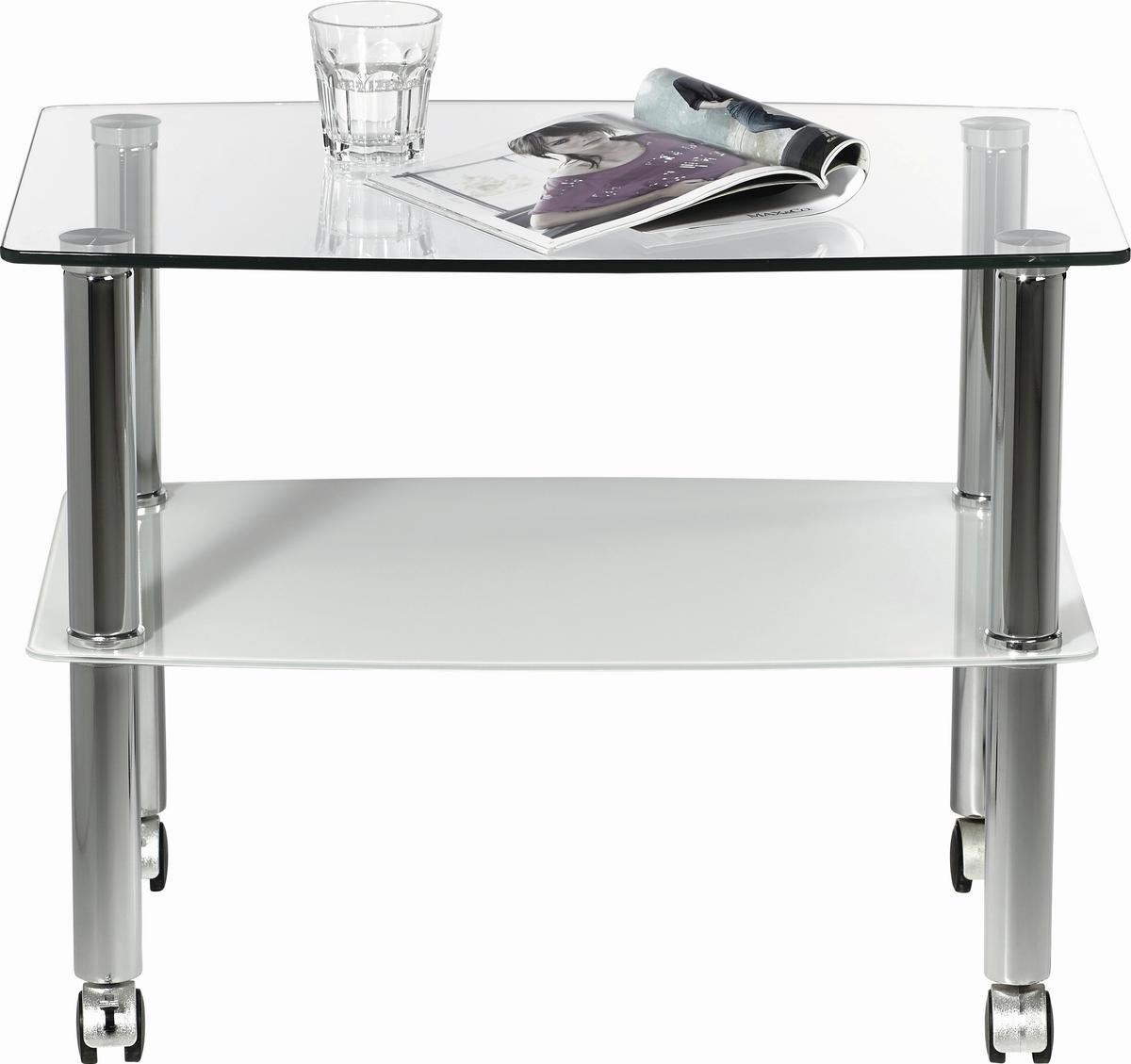 STOLIK BOCZNY MOBILE - przejrzysty/biały, Design, tworzywo sztuczne/metal (40/60/46cm) - Xora