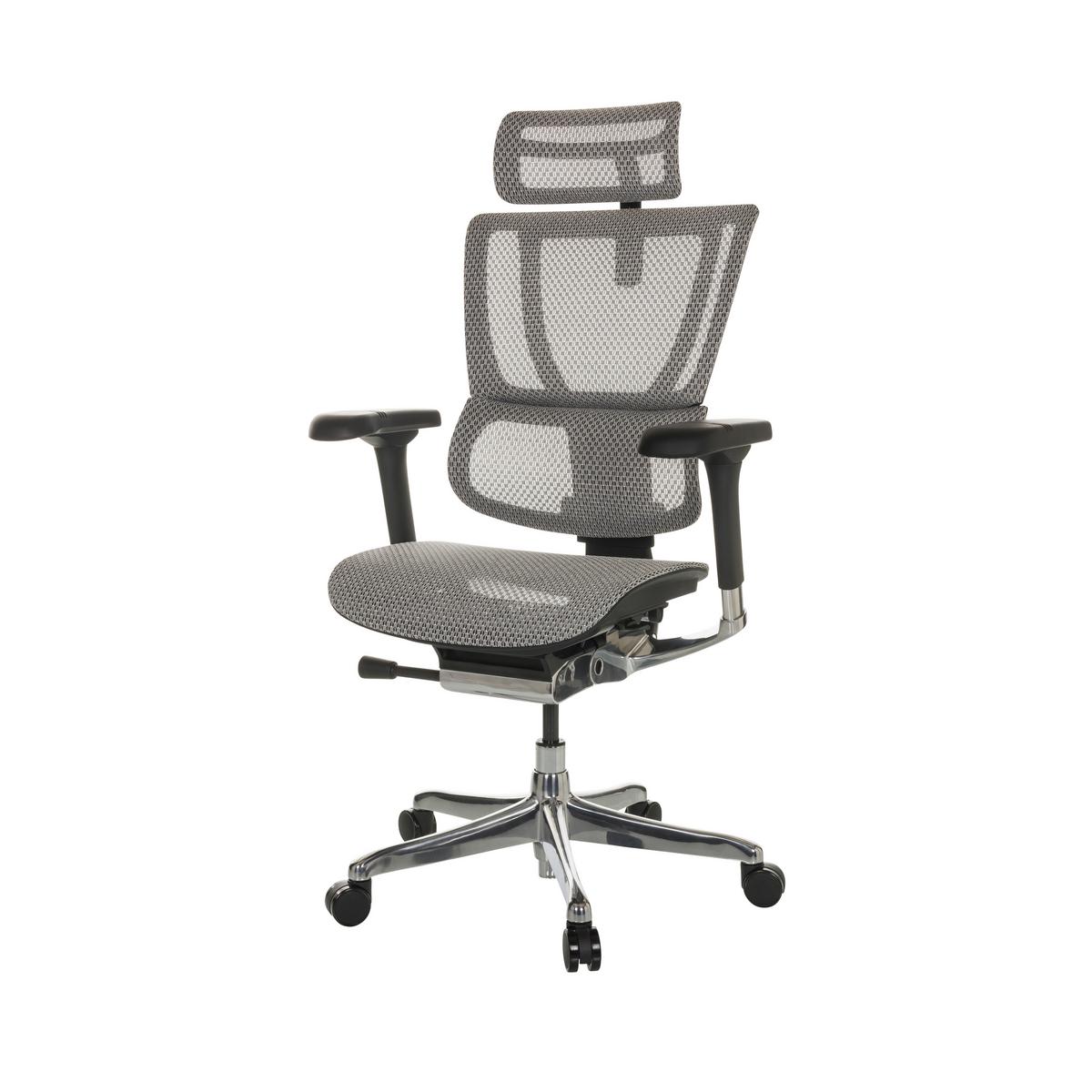 Drehstuhl Ergohuman Slim Hellgrau ca. 69x116-138x66cm - Silberfarben/Hellgrau, Basics, Kunststoff/Textil (69/116-138/66cm) - MID.YOU