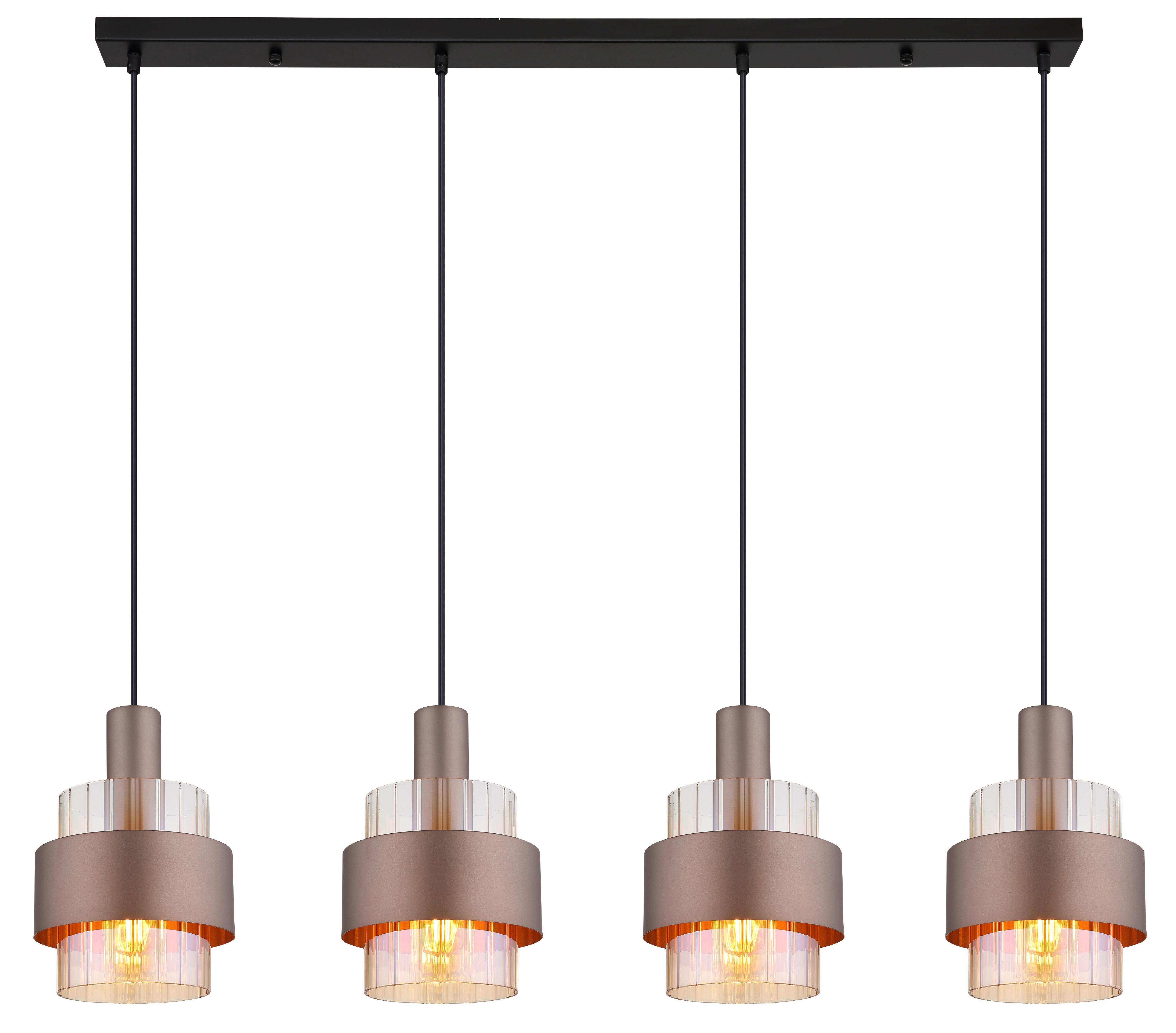 Viseća Svjetiljka Brončana Boja - narančasta/brončane boje, Design, staklo/metal (110/18,5/150cm) - Globo