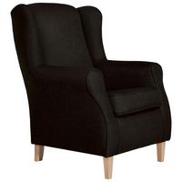 Ohrensessel Lorris Dunkelbraun Flachgewebe - Dunkelbraun/Buchefarben, Design, Holz/Textil (77/103/86cm) - Max Winzer