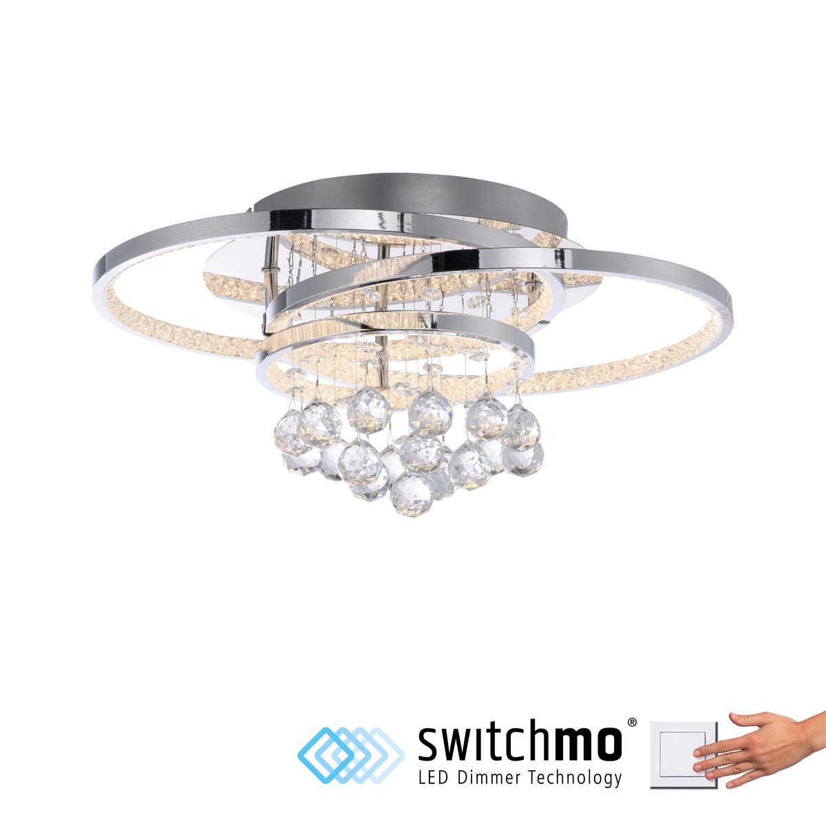 LAMPA SUFITOWA LED 6267-17 ROTAZO - kolor chromowy, Design, metal/szkło (45/33/22cm) - Paul Neuhaus