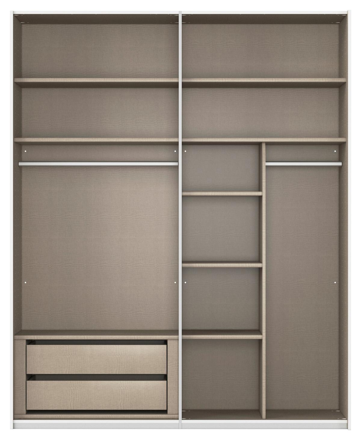 Omara Z Drsnimi Vrati Covalo, Siva - siva/barve aluminija, Konvencionalno, kovina/steklo (162/223/68cm) - Novel