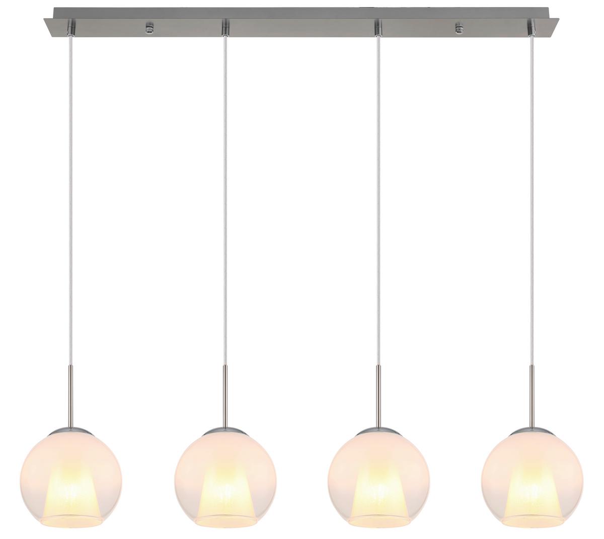 HÄNGELEUCHTE 15749N-4H BARRY - Klar/Chromfarben, Basics, Glas/Kunststoff (100/18/120cm) - Globo
