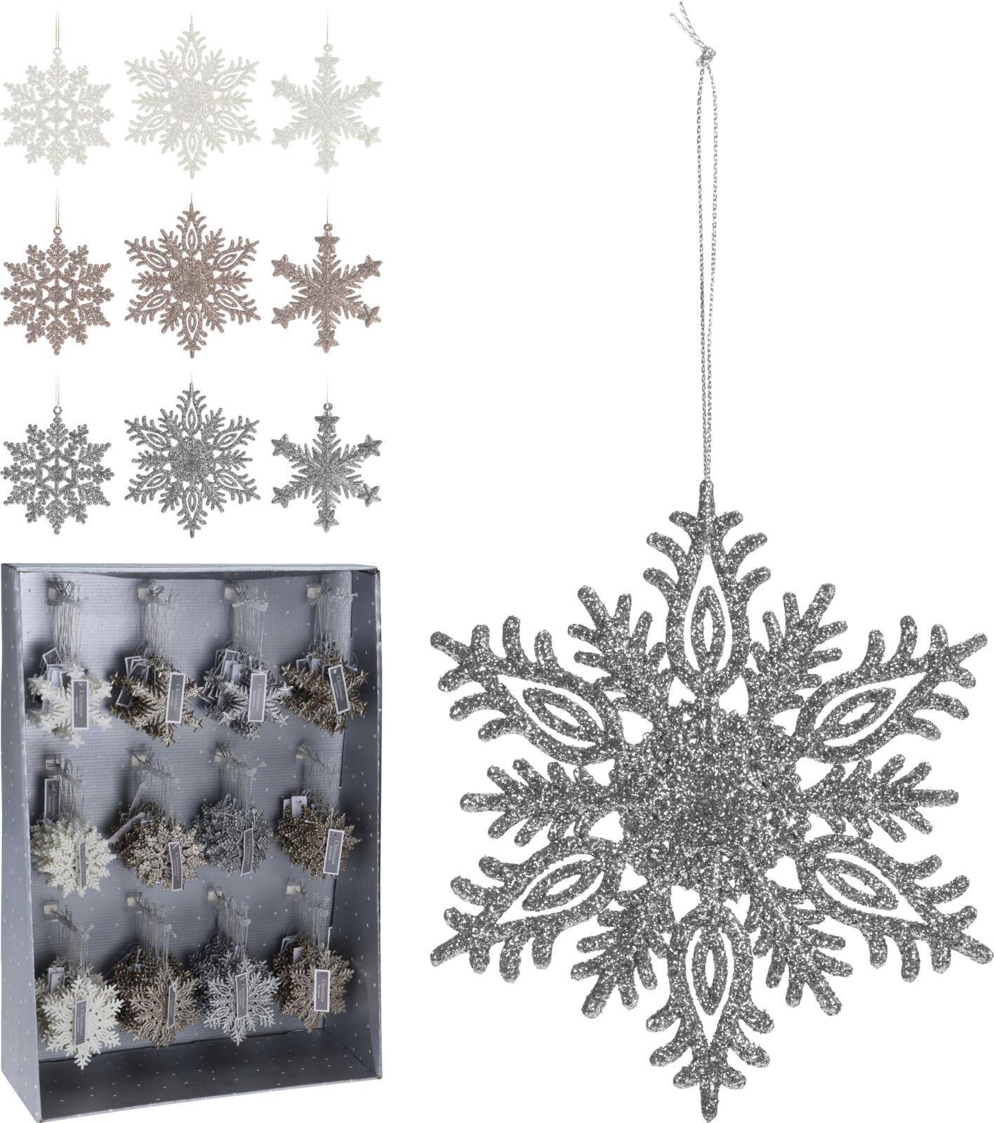 Decorațiune de agățat cca. 10 cm Nieves - argintiu/alb, Basics, plastic (10cm)