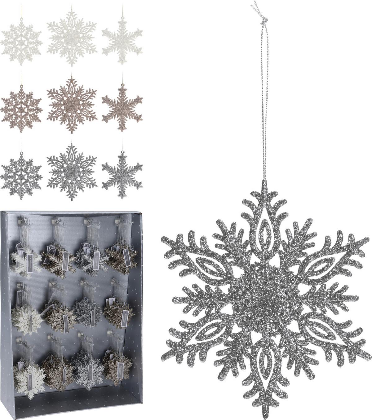 Decorațiune de agățat cca. 10 cm Nieves - argintiu/alb, Basics, plastic (10cm)