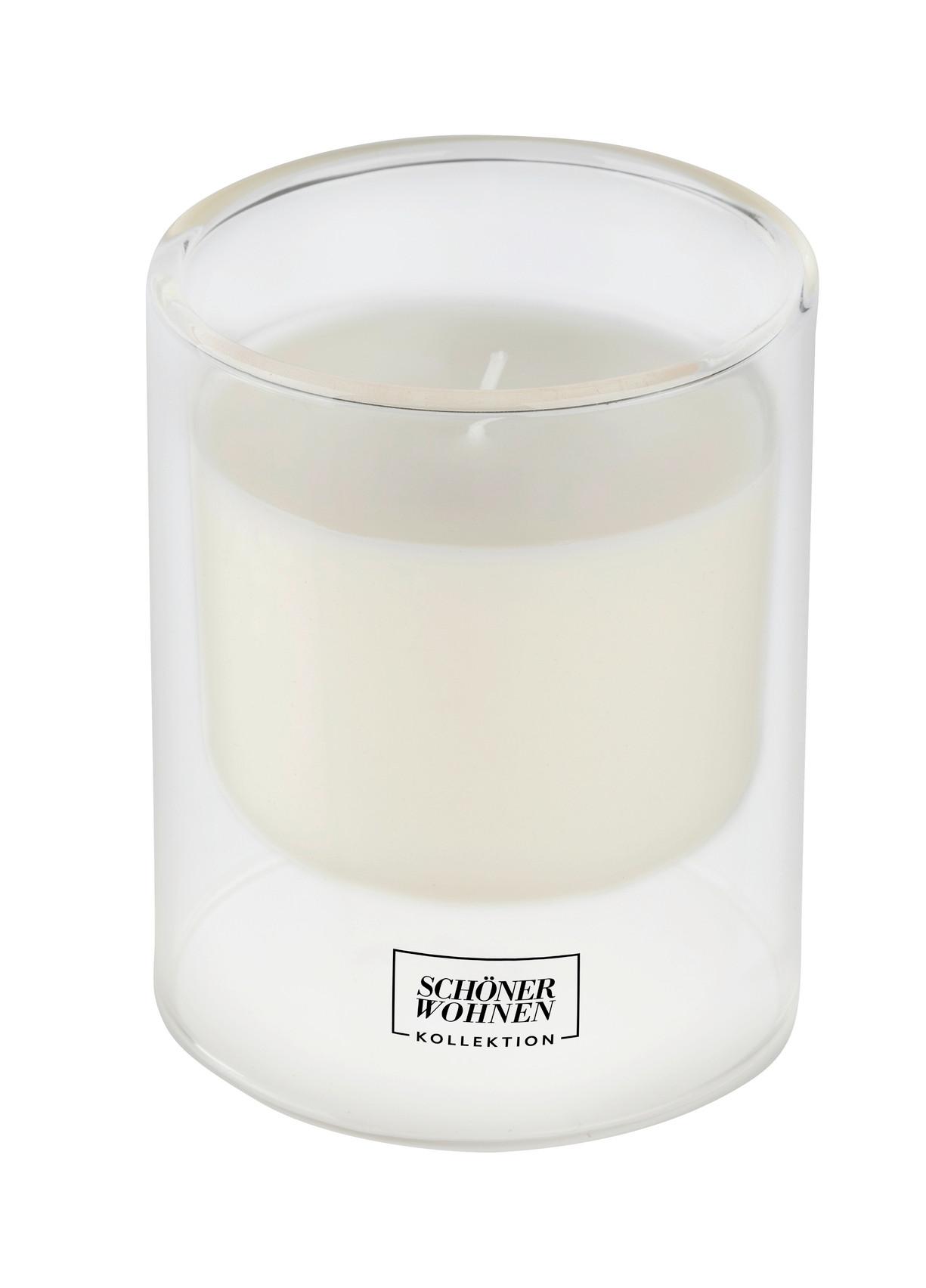 Duftkerze Schöner Wohnen-Kollektion Weiß - Klar, Design, Glas (9/11cm) - Schöner Wohnen
