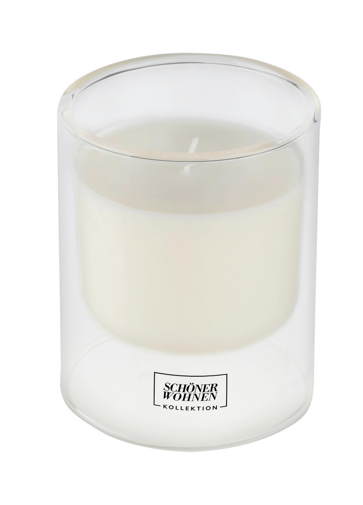 Duftkerze Schöner Wohnen-Kollektion Weiß - Klar, Design, Glas (9/11cm) - Schöner Wohnen