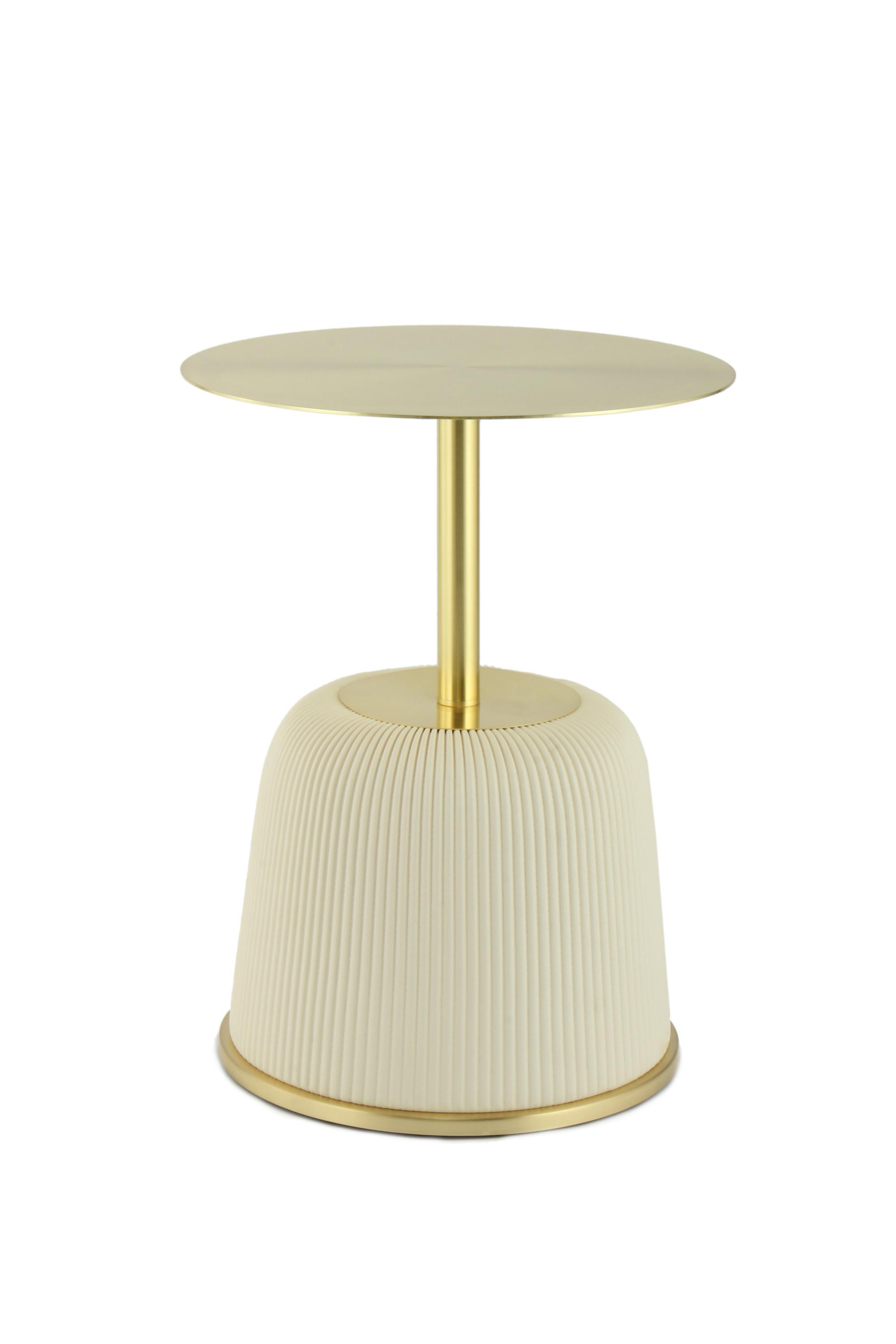 BEISTELLTISCH JOKAI 325 CREME - Goldfarben/Creme, Design, Holzwerkstoff/Textil (40/55cm) - Kayoom