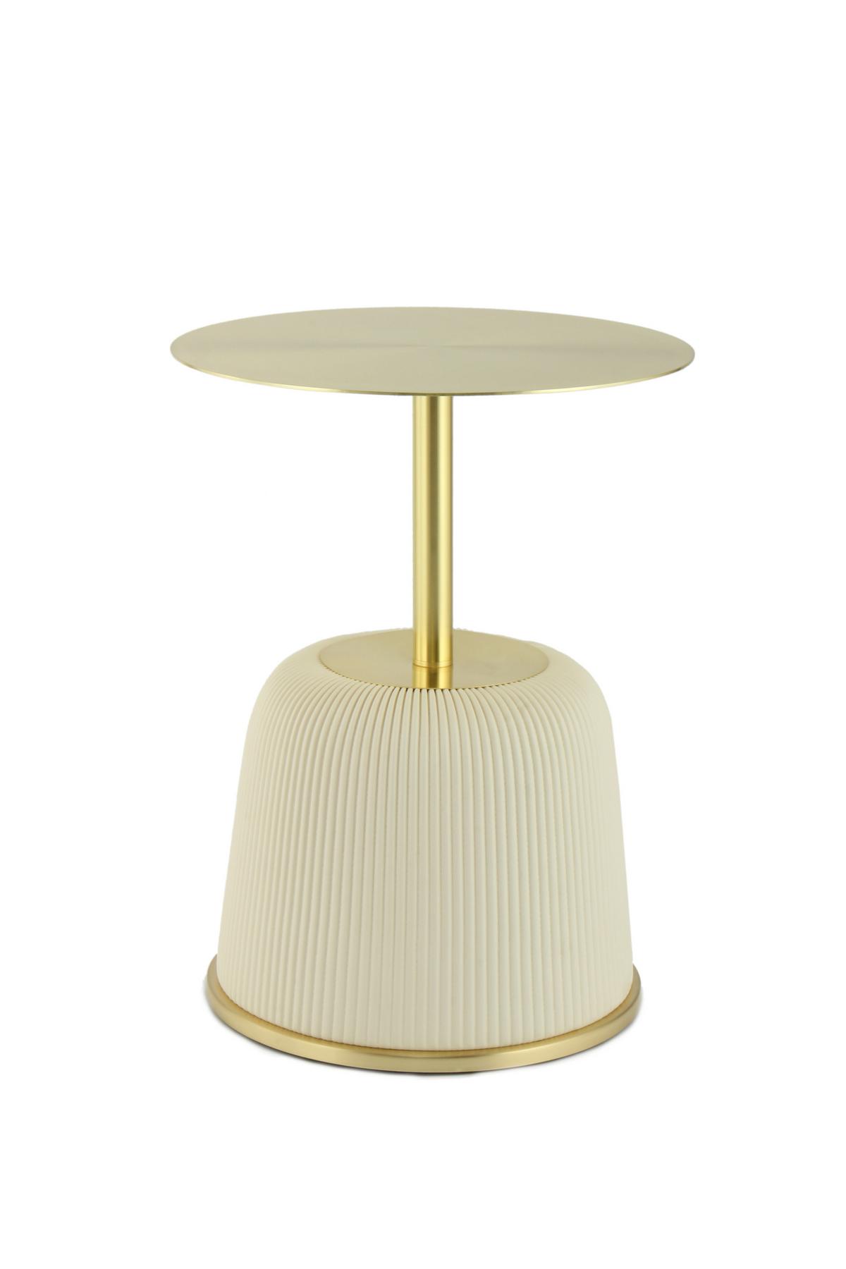 BEISTELLTISCH JOKAI 325 CREME - Goldfarben/Creme, Design, Holzwerkstoff/Textil (40/55cm) - Kayoom