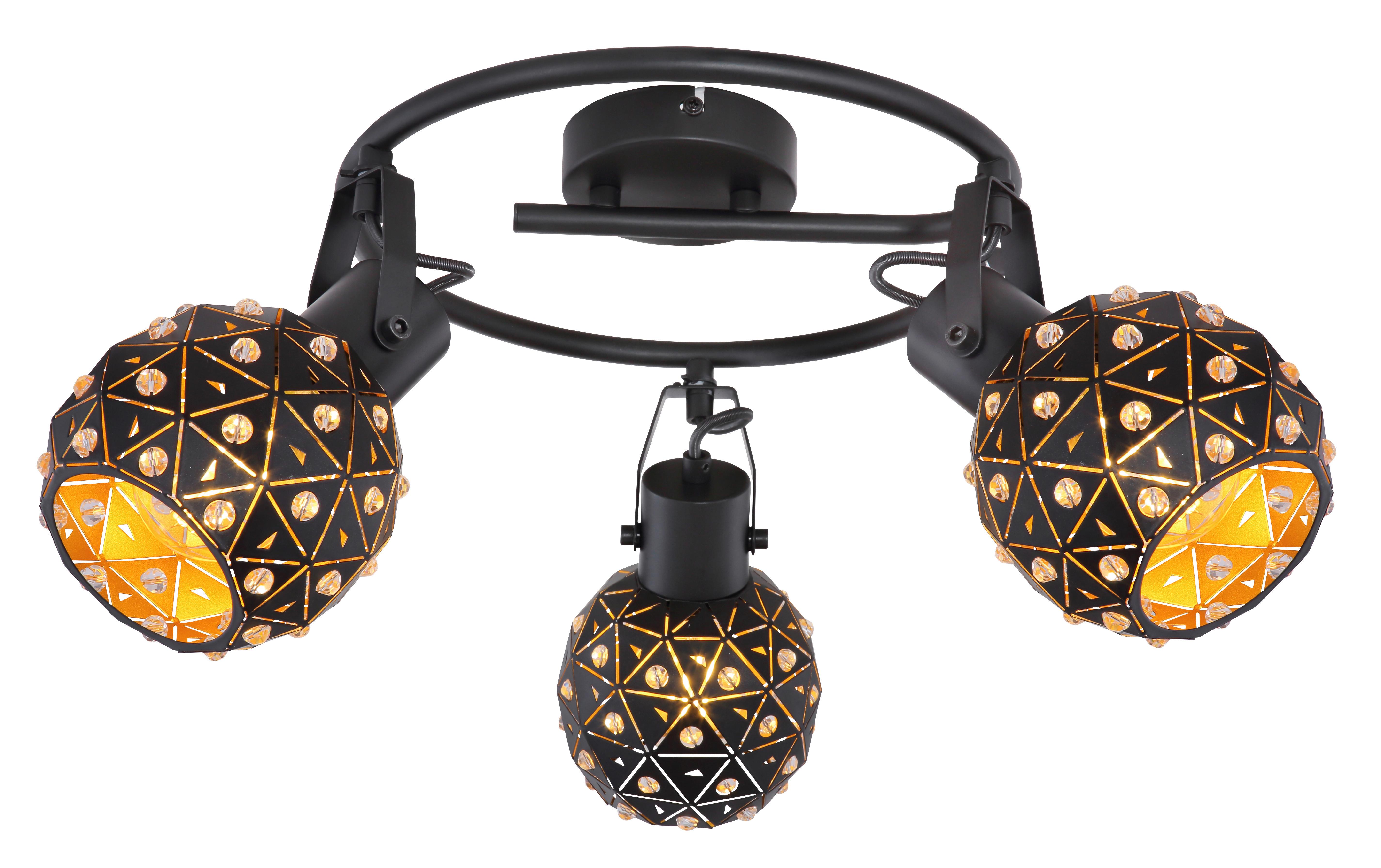 Strahler Jodie in Schwarz max. 40 Watt - Klar/Goldfarben, Basics, Glas/Metall (26/29cm) - Globo