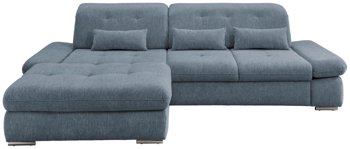 Wohnlandschaft Dalida Hellblau Chenille - Chromfarben/Hellblau, Design, Textil/Metall (196/300cm) - Livetastic