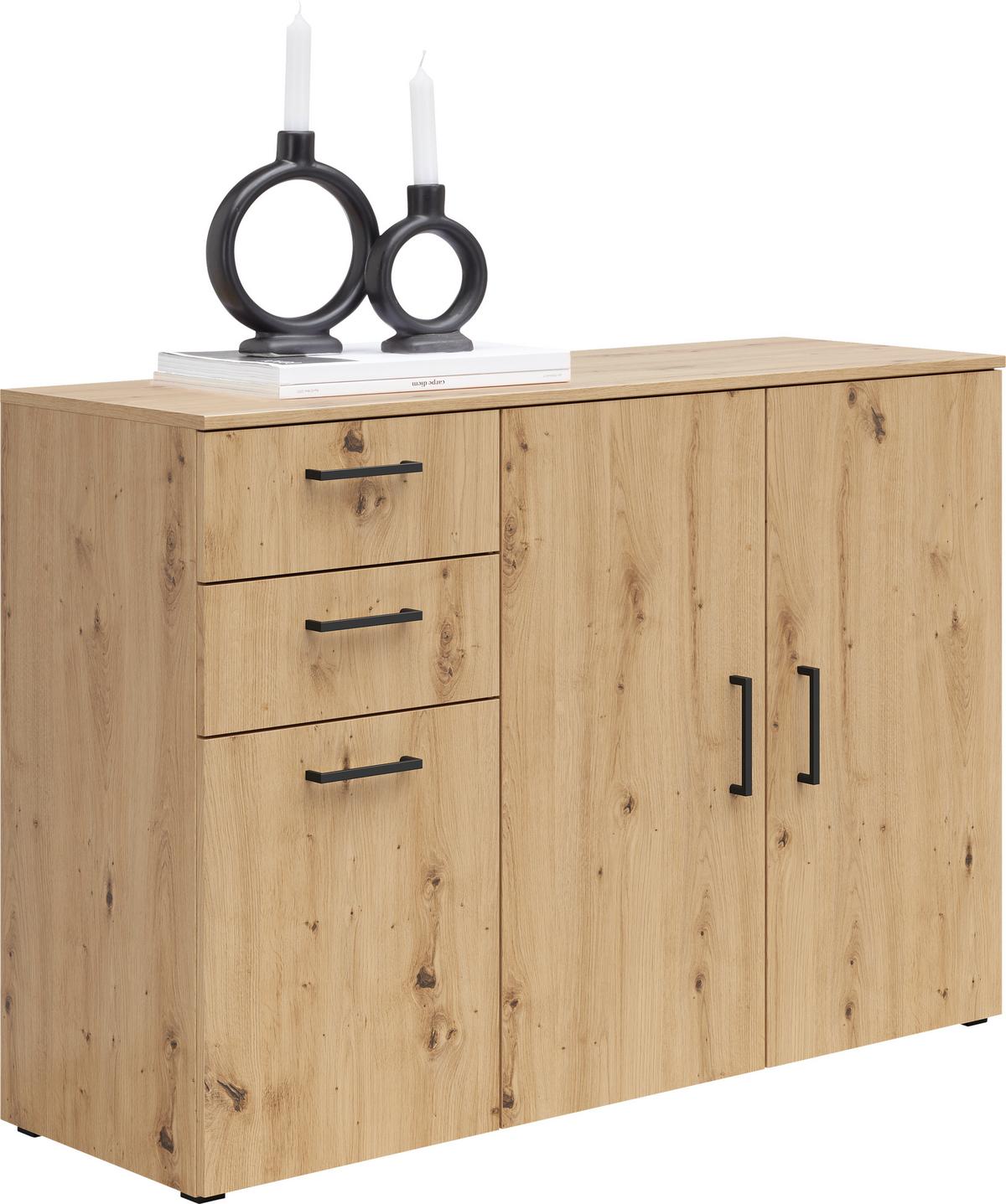 Kommode Multistauraum Eiche Artisan - Anthrazit/Schwarz, Modern, Holzwerkstoff/Kunststoff (120/83/40cm) - Premium Living