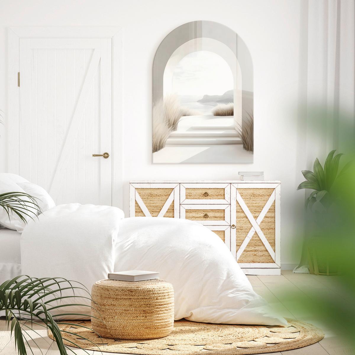 Glasbild Weiß/Beige ca. 70x100cm - Beige/Weiß, Basics, Glas/Papier (70/100cm)