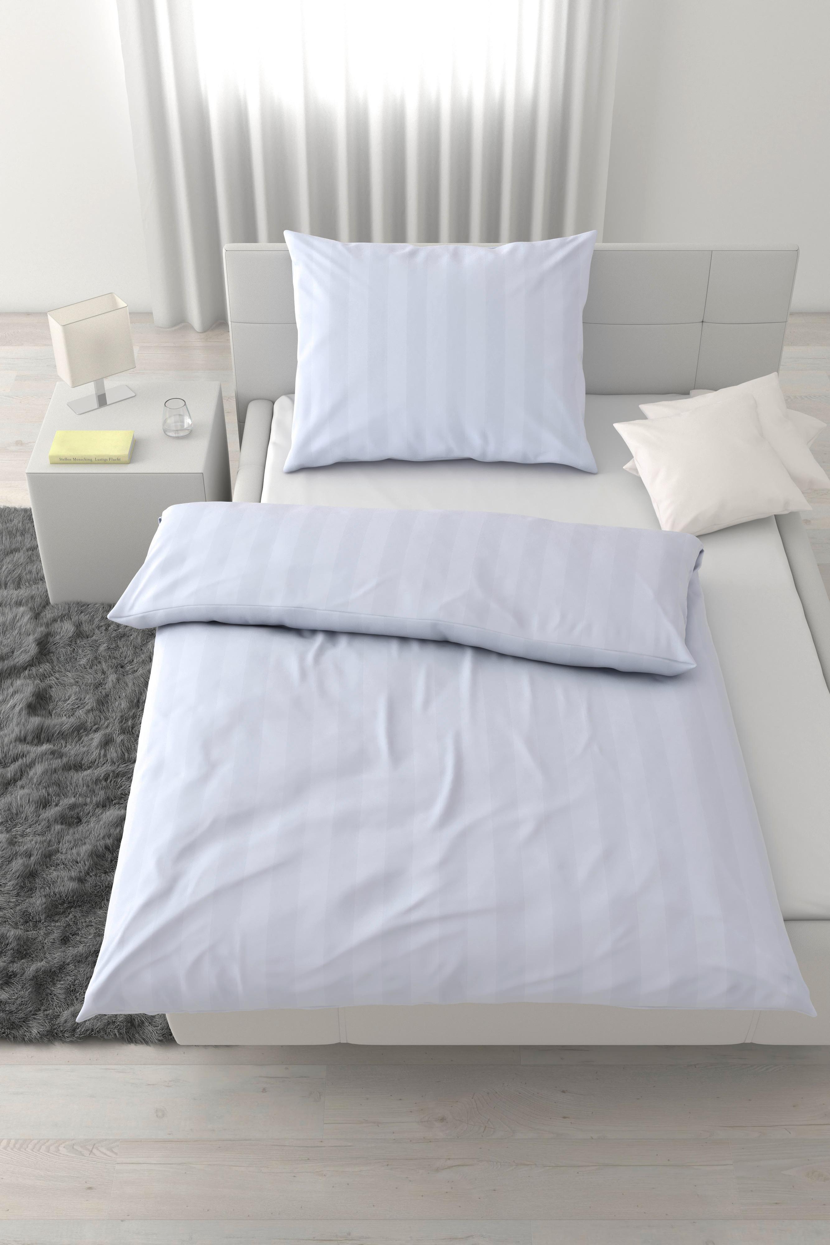 Bettwäsche Xenia Streif Weiß ca. 140x200cm - Weiß, MODERN, Textil (140/200cm) - Premium Living