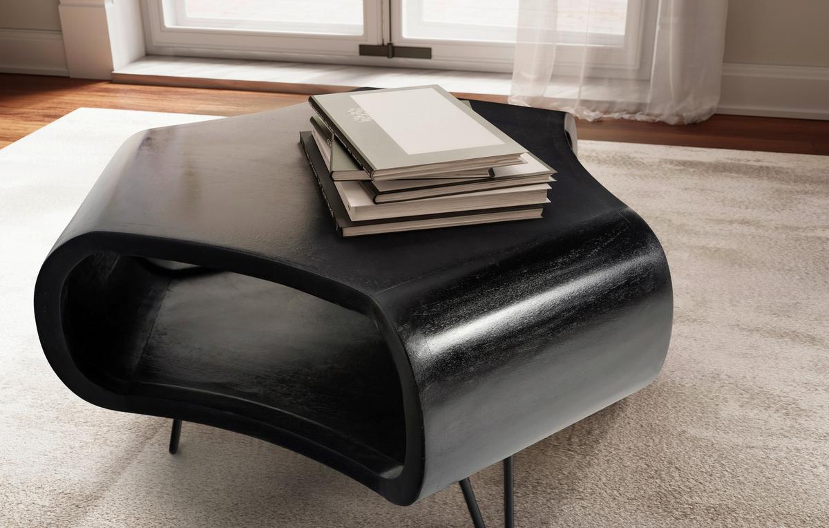TABLE BASSE WL6.840 - noir, Design, métal/bois (60/60/35cm) - Livetastic