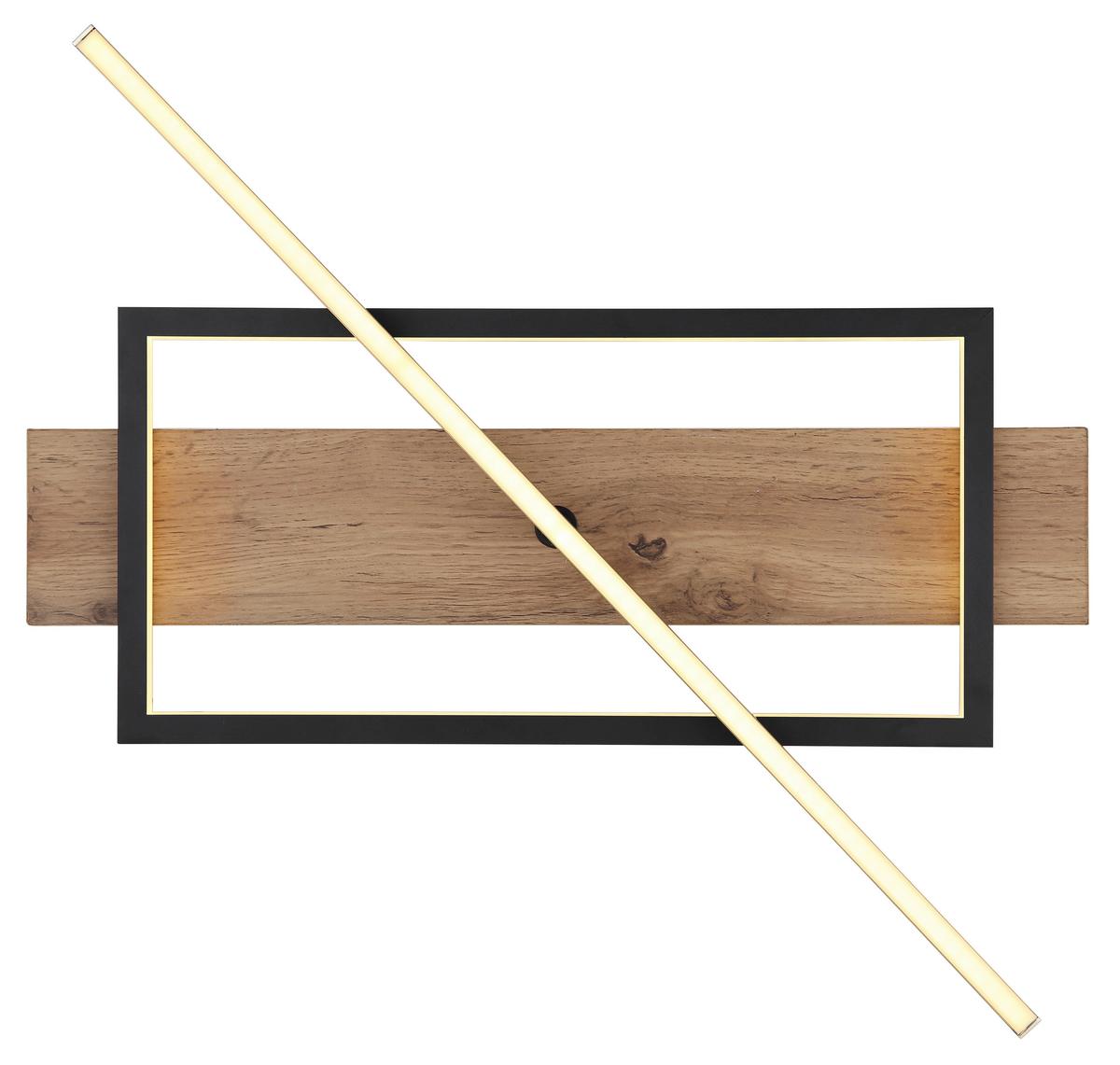 LED-DECKENLEUCHTE 67296D - Dunkelbraun/Messingfarben, Design, Holzwerkstoff/Kunststoff (60,5/20/9cm) - Globo