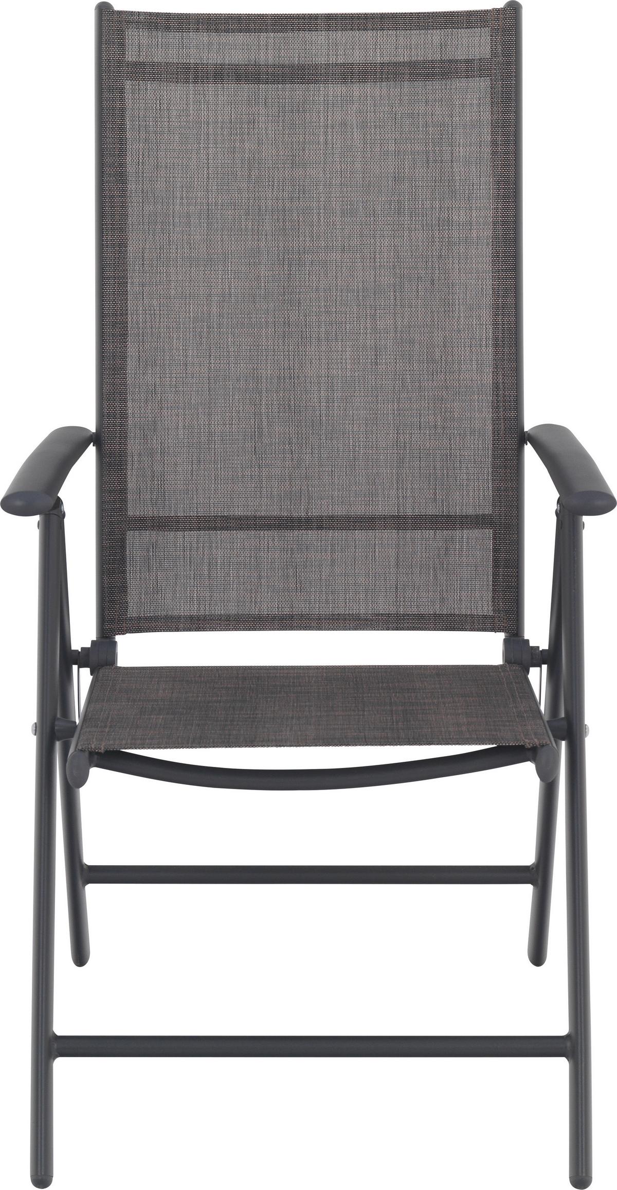 SKŁADANY FOTEL OGRODOWY HOUSTON - antracytowy/biały, Basics, metal/tkanina (56/106/64cm) - Mömax