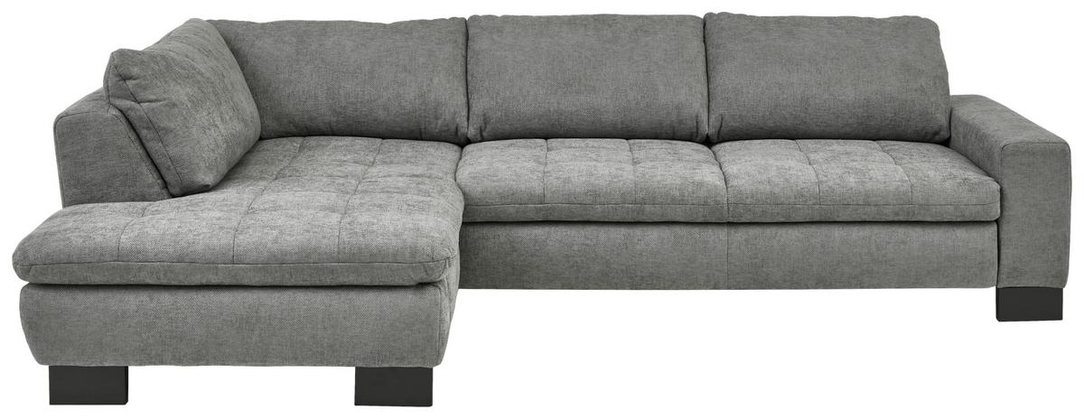 Ecksofa Lando Grau - gris/noir, Modern, textile/métal (197/84/289cm) - Premium Living