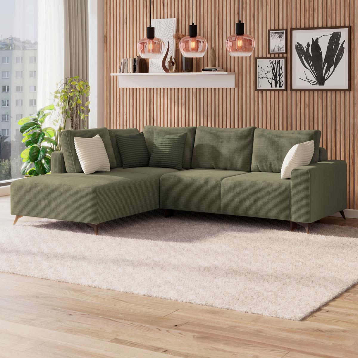 Kutna Garnitura Viktor - zelena/crna, Moderno, tekstil/metal (212/270cm)