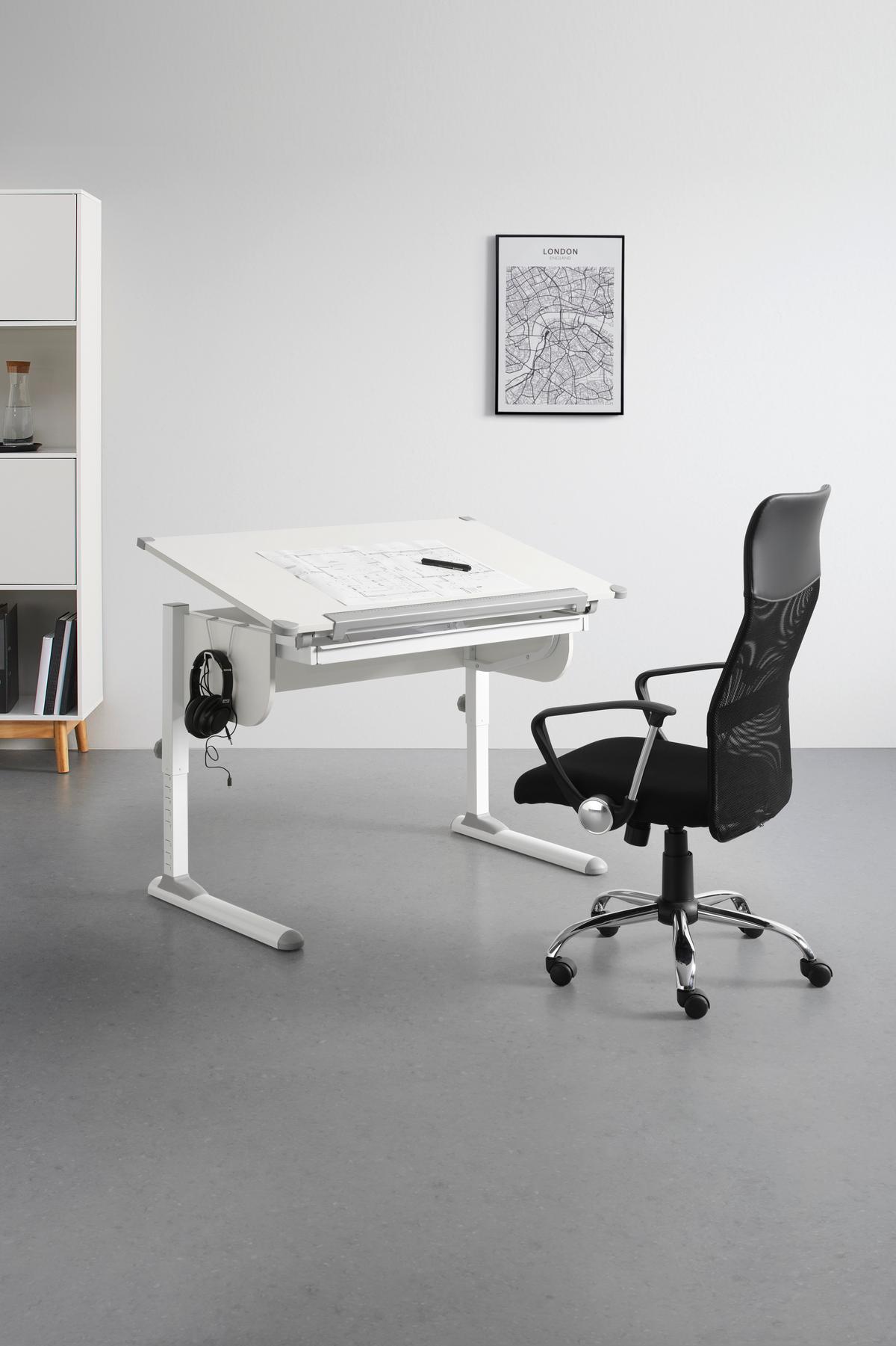 Schreibtisch Studare Grau/Weiss - Weiss/Grau, Konventionell, Holzwerkstoff/Metall (110/55-78/68cm) - Mömax