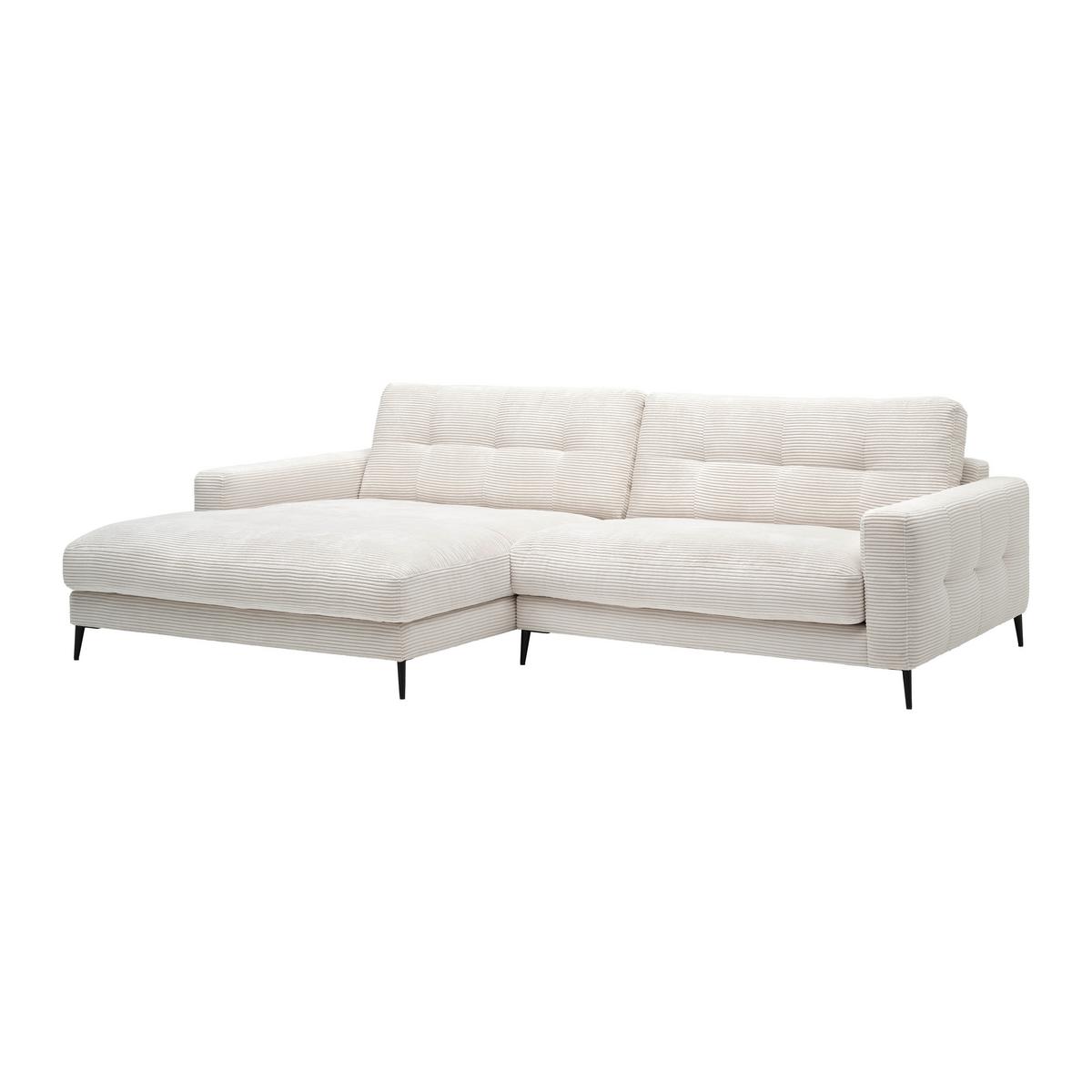 Wohnlandschaft Ubalda Weiß - Schwarz/Weiß, MODERN, Textil/Metall (190/84/272cm) - Premium Living