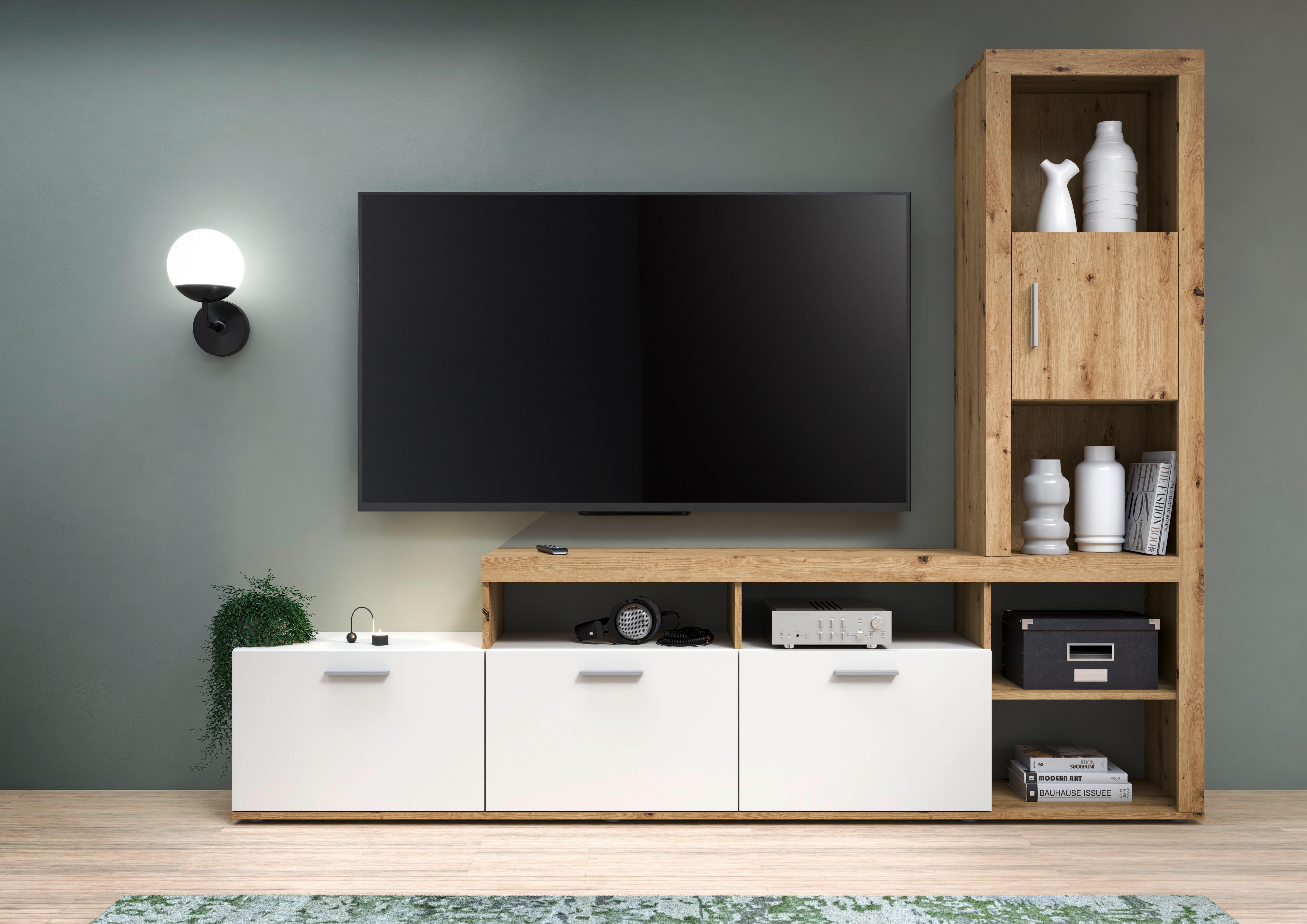 Regal Jacky - bijela/srebrne boje, Moderno, drvni materijal/plastika (230/184/37cm) - Modern Living