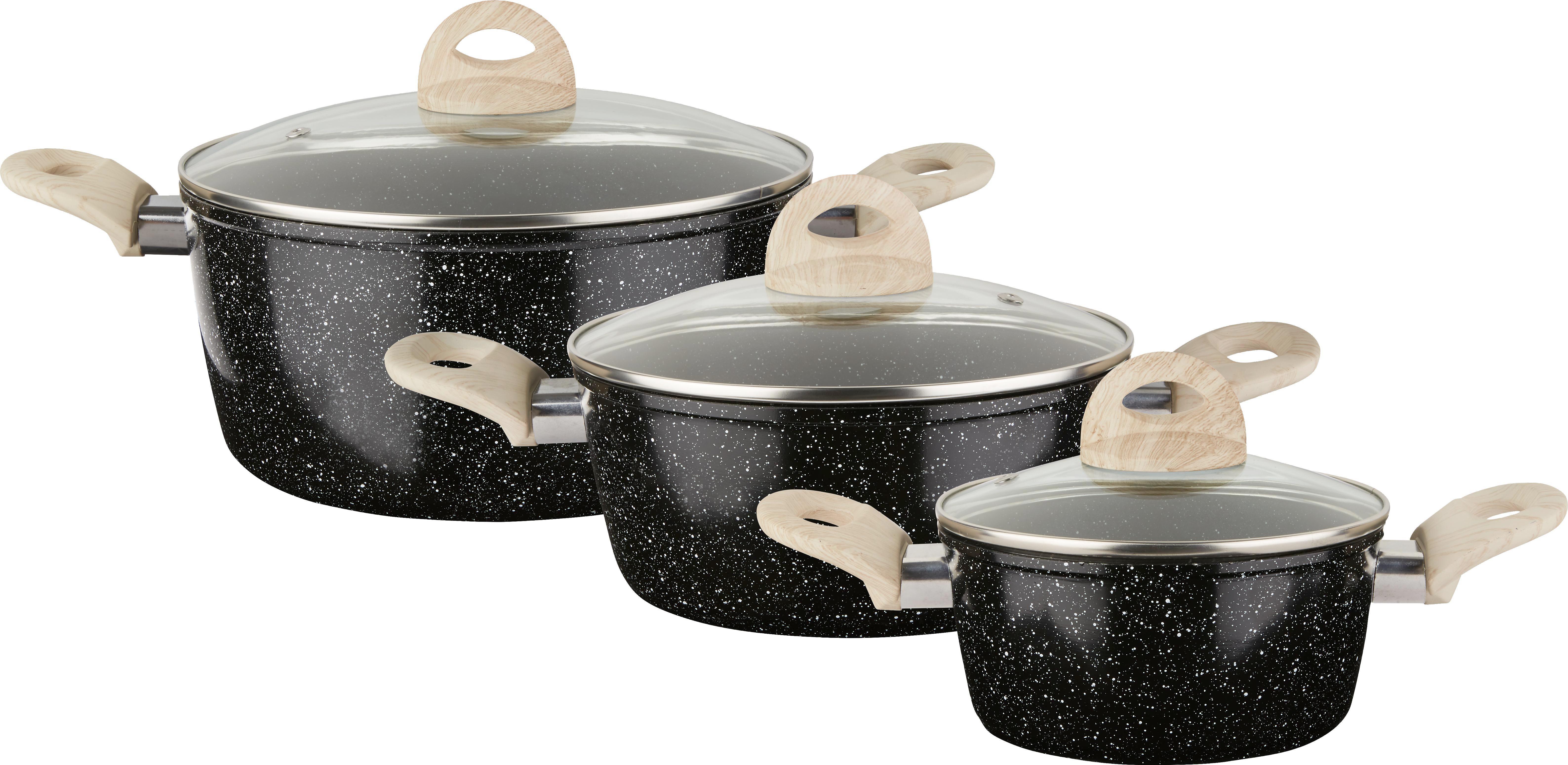 Kochtopfset Graham Schwarz, 6-teilig - Schwarz, LIFESTYLE, Glas/Metall (37/25,5/34cm) - Zandiara