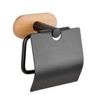 Toilettenpapierhalter in Schwarz - Schwarz/Naturfarben, Modern, Holz/Metall (13,5/12/7cm) - Mömax