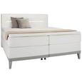 Boxspringbett Weiß/Hellgrau 180x200cm - Hellgrau/Weiß, KONVENTIONELL, Textil (180/200cm) - Premium Living