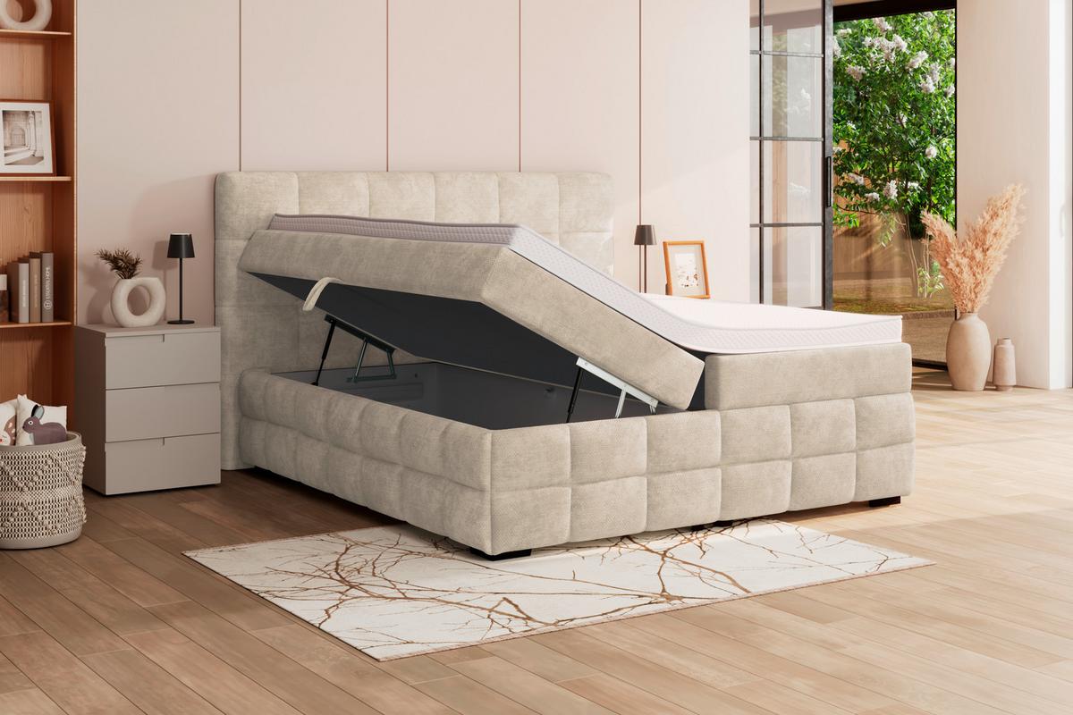 PAT BOX VEGA - alb/verde, Trend, lemn/textil (160/200cm) - Modern Living