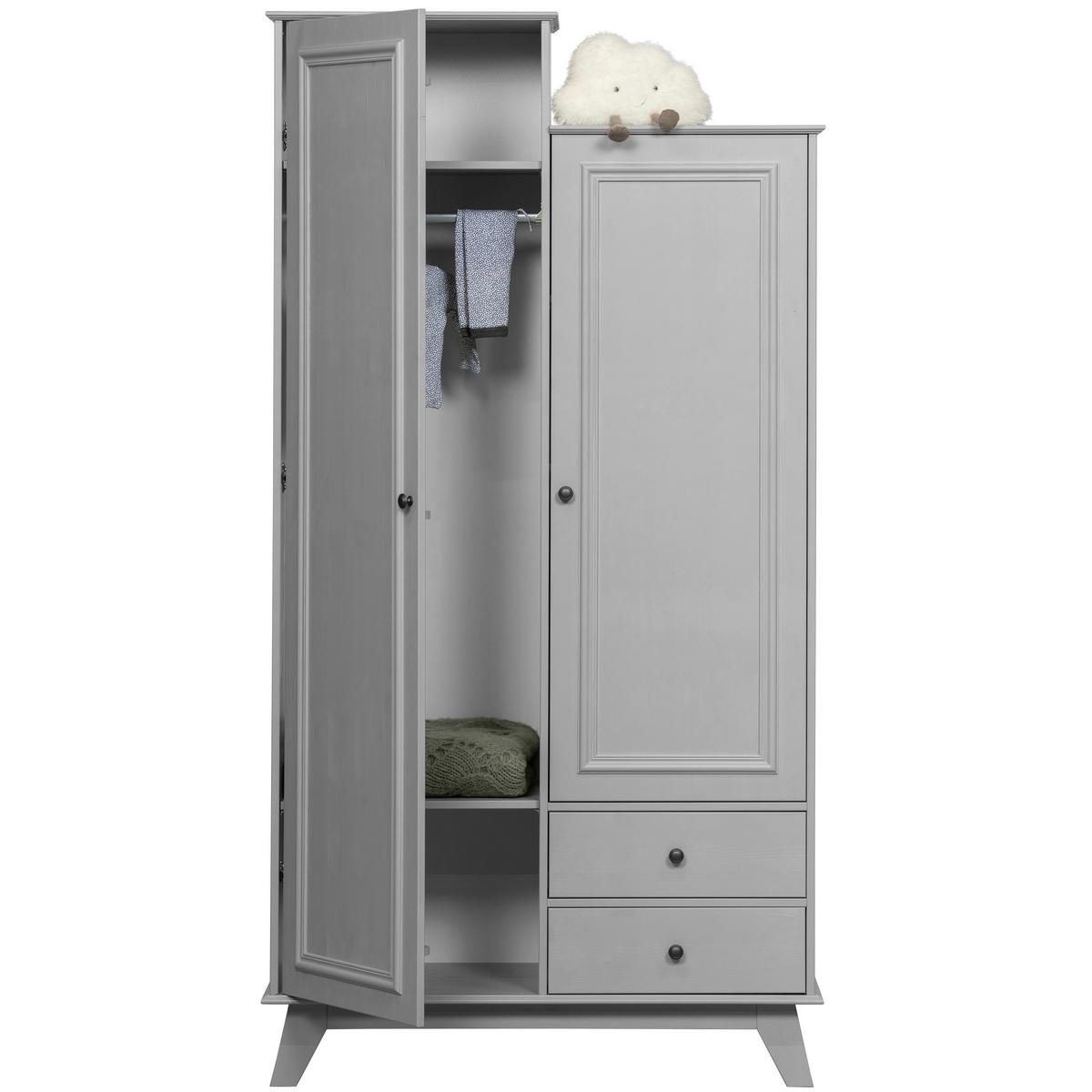 Drehtürenschrank Lily Grau - Schwarz/Grau, Basics, Holz/Metall (98/190/41cm) - MID.YOU