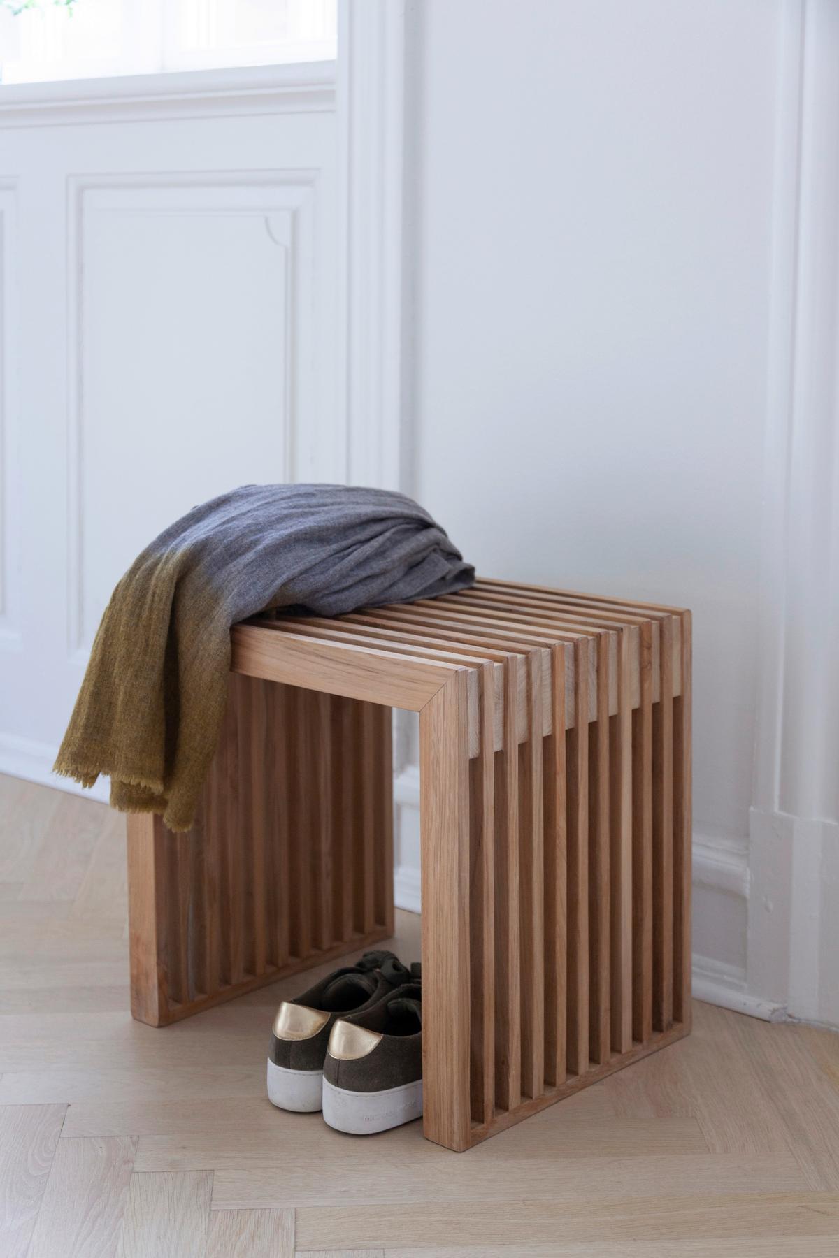 Hocker "Rib", Teak Innenhöhe ca. 39 cm - Teakfarben, KONVENTIONELL, Holz (45/43/35cm) - MID.YOU