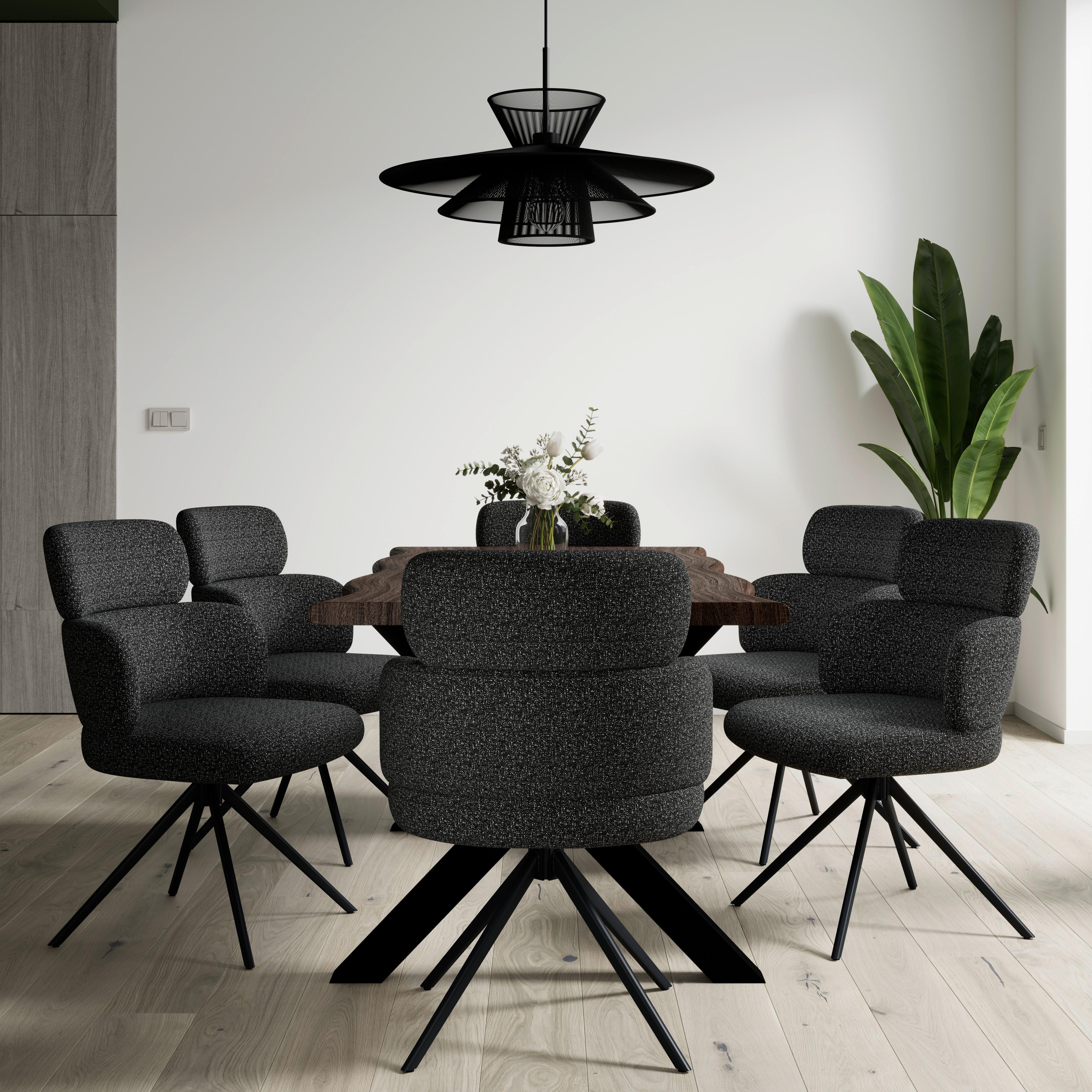 STOL MED ARMSTÖD KARO - svart, Modern, metall/textil (58/88/65cm) - Bessagi Home